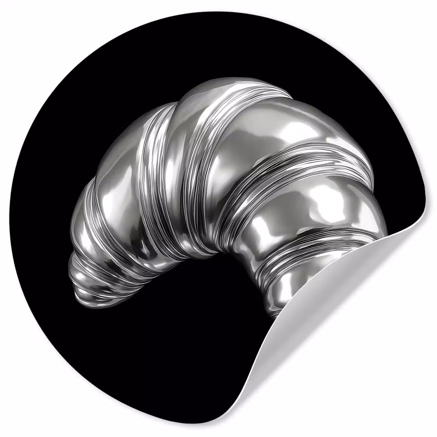 Croissant - Metaal - Zilver Wandcirkel behangsticker klein -3d
