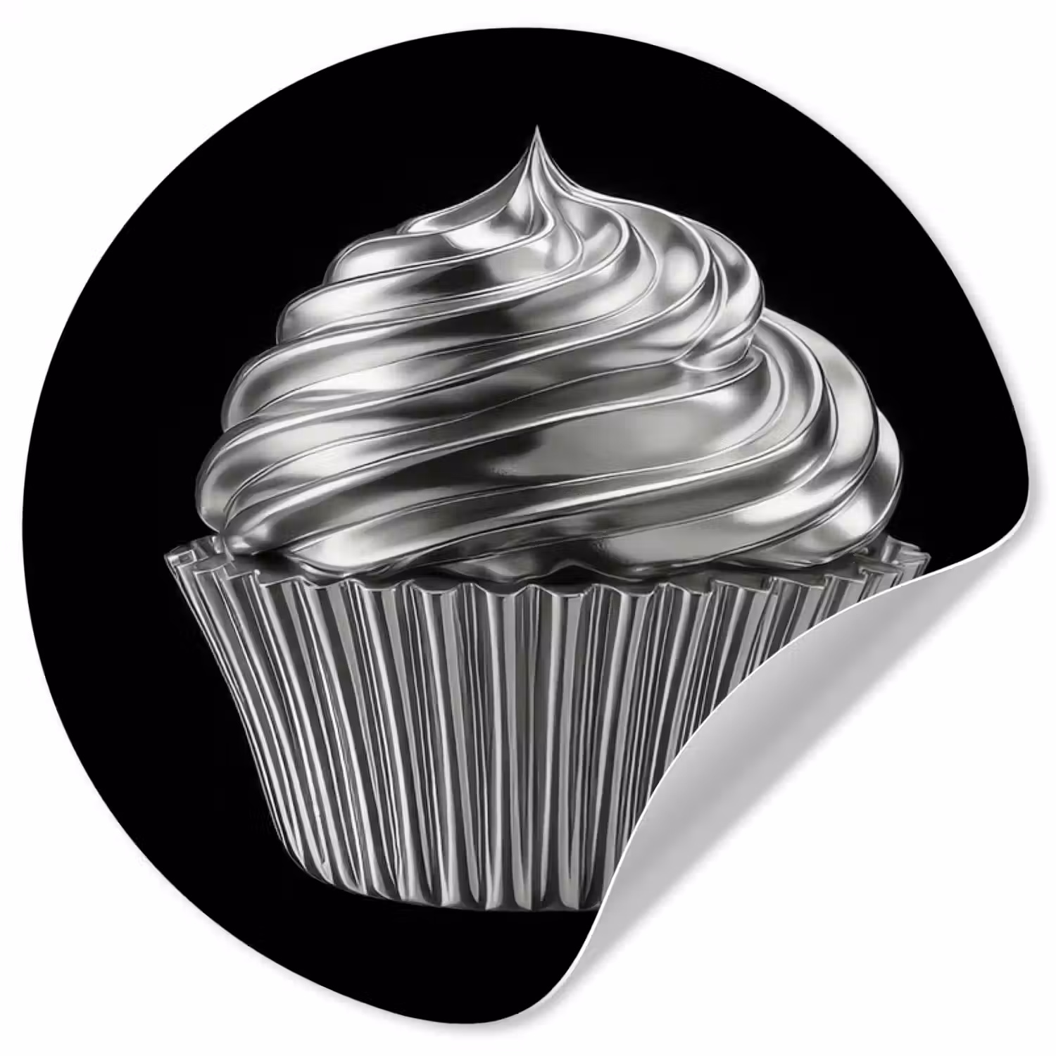 Cupcake - Luxueus - Zilver Wandcirkel behangsticker klein -3d