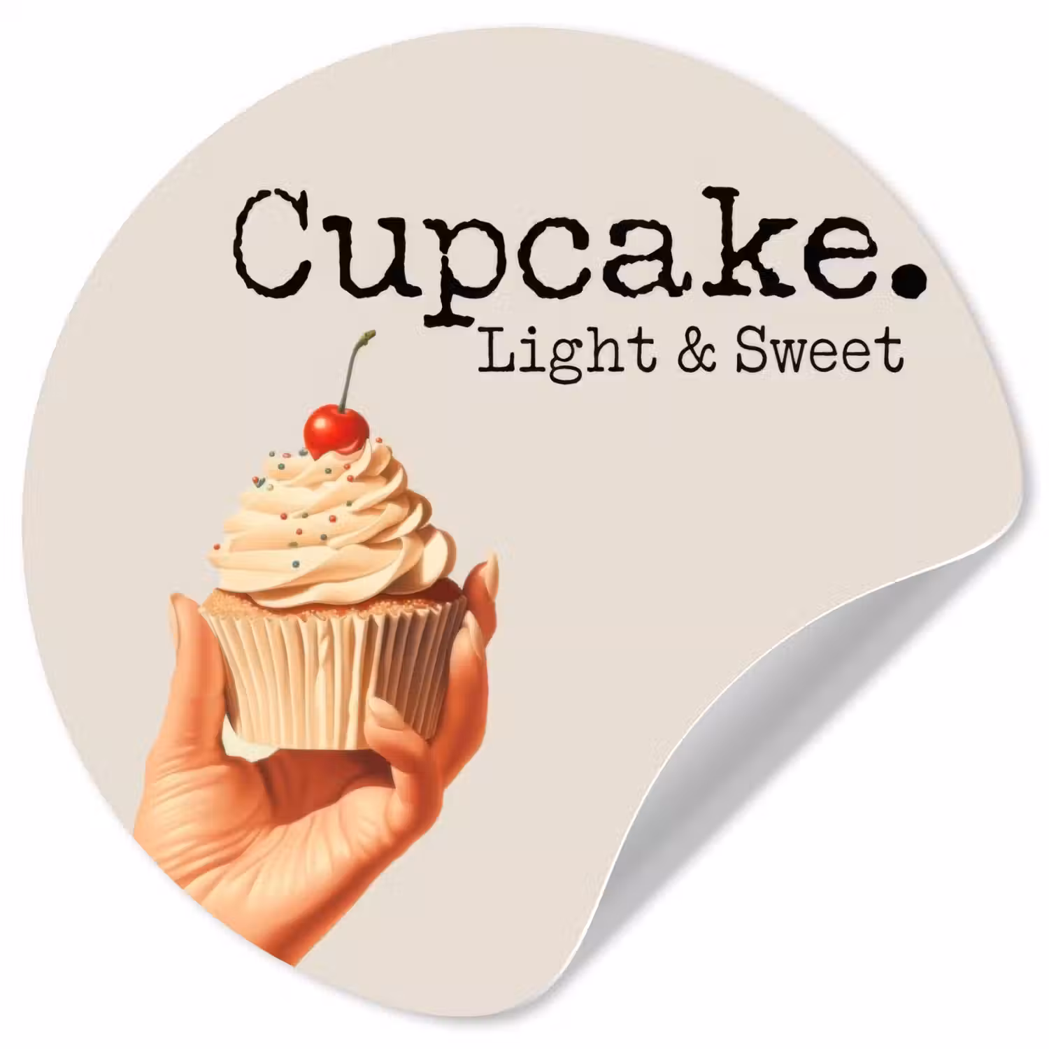 Cupcake - Zoet - Kers Wandcirkel behangsticker klein -3d