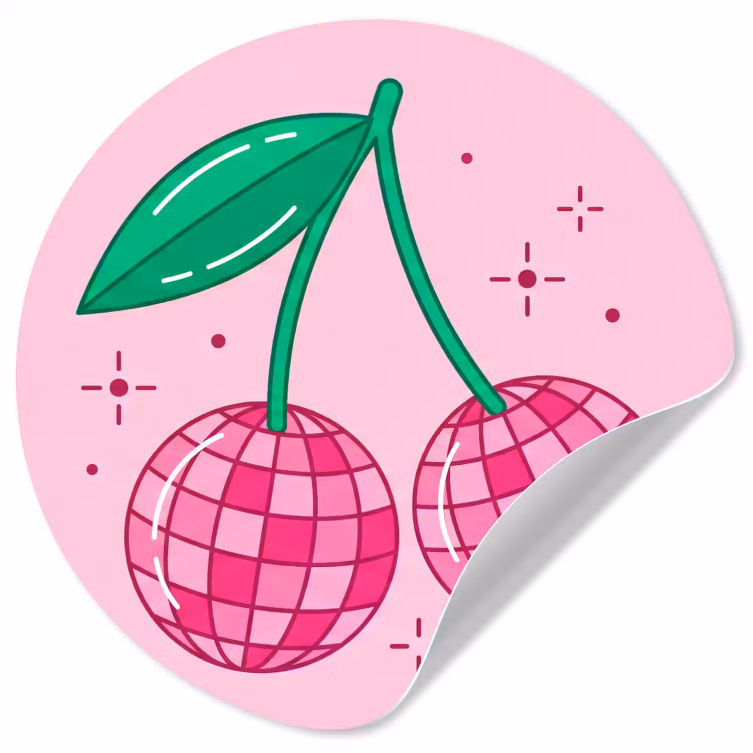 Decoratie - Disco-bal - Feest - Roze Wandcirkel behangsticker klein -3d
