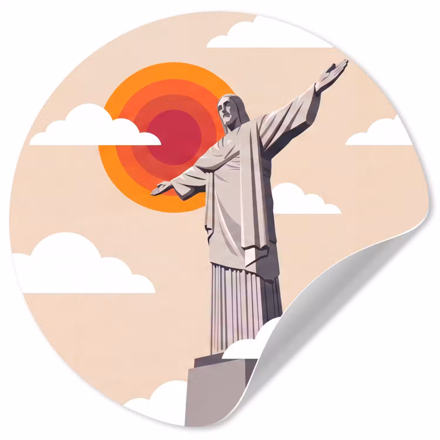 Monument - Stad - Zonsondergang - Minimalistisch - Oranje Wandcirkel behangsticker klein -3d