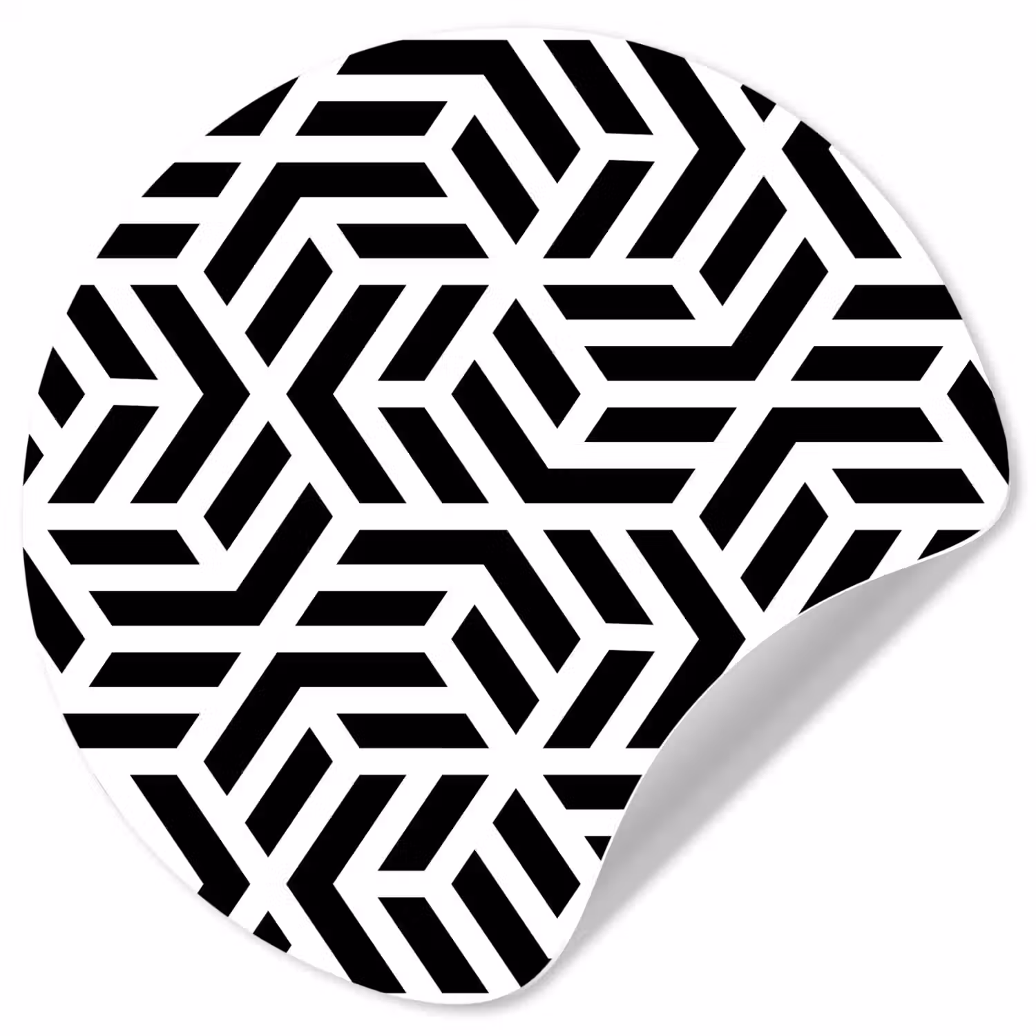 Design - Geometrie - Patroon - Zwart - Wit Wandcirkel behangsticker klein 186 -3d