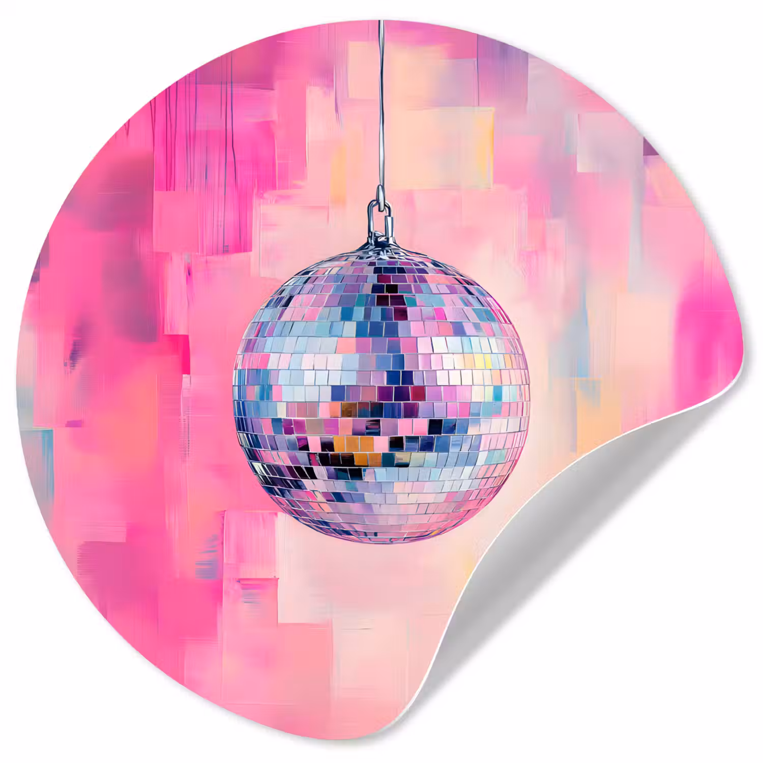 Discobal - Pink - Verf Wandcirkel behangsticker klein -3d