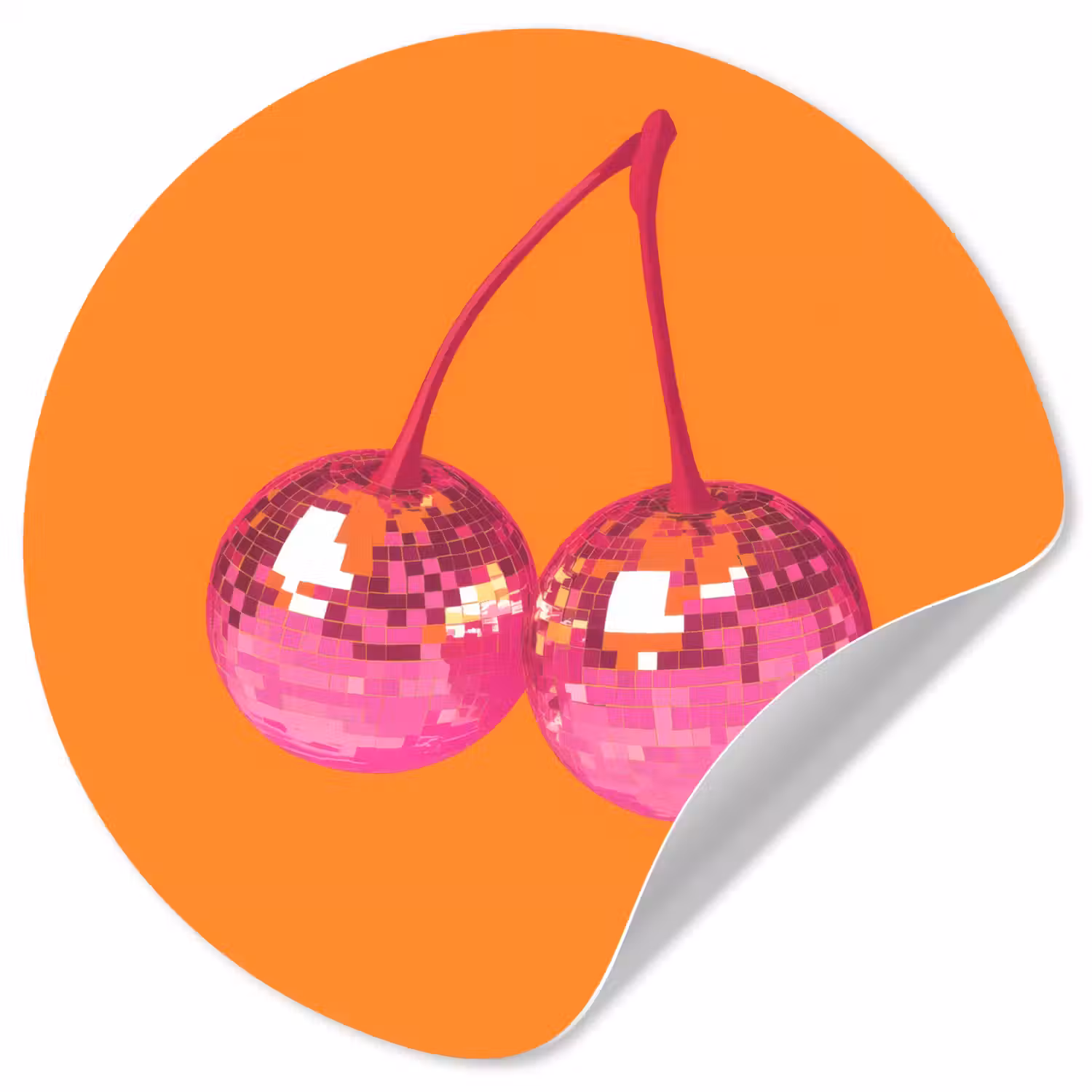 Discoballen - Kers - Spiegels - Roze Wandcirkel behangsticker klein -3d