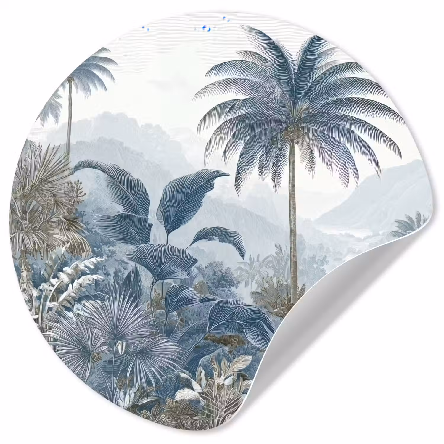 Jungle - Modern - Blauw - Groen Wandcirkel behangsticker klein -3d