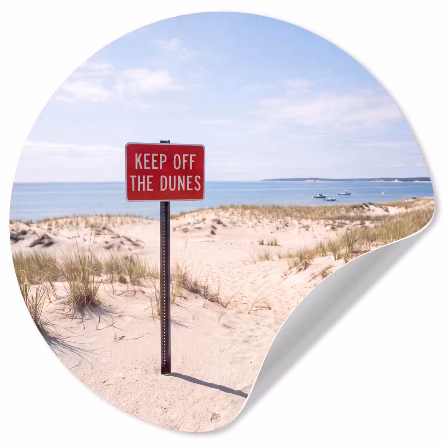 Duin - Bord - Kust - Landschap - Rood Wandcirkel behangsticker klein -3d