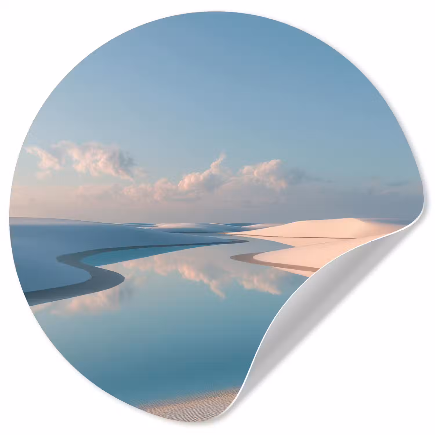 Duinen - Waterplas - Oneindige rust Wandcirkel behangsticker klein -3d