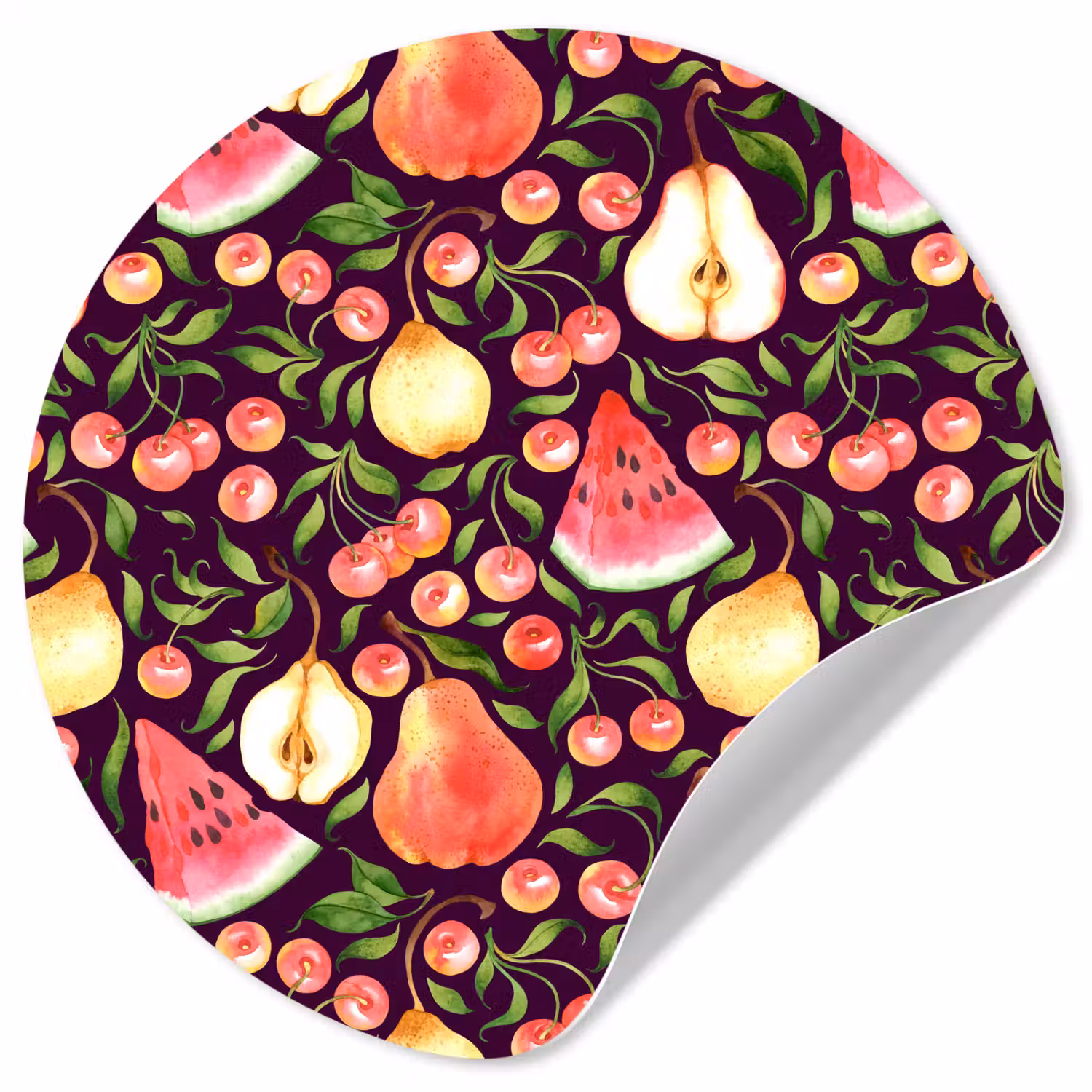 Donker - Bladeren - Fruit - Patroon Wandcirkel behangsticker klein 186 -3d