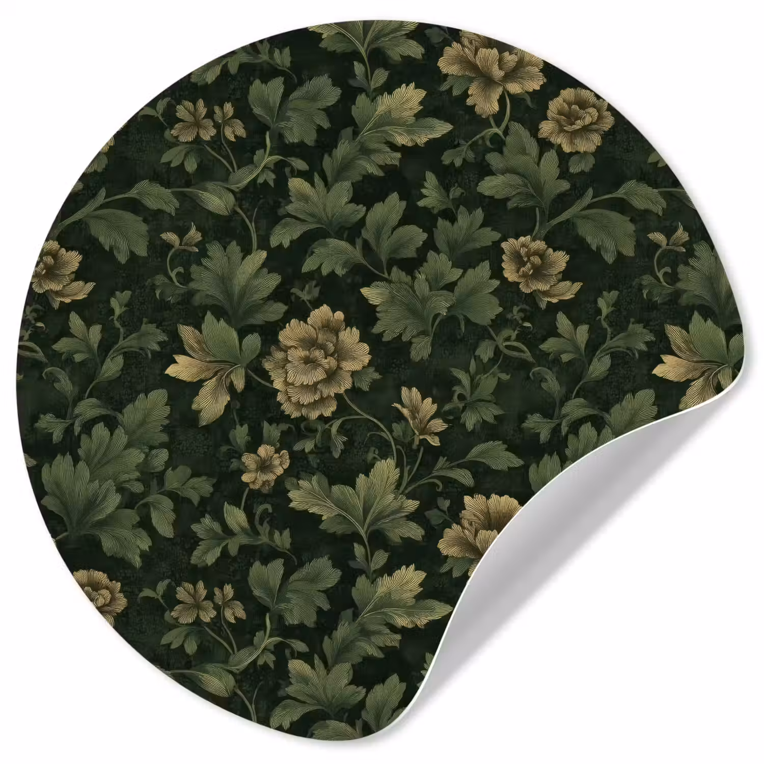 Donker - Groen - Goud - Botanisch Wandcirkel behangsticker klein 186 -3d