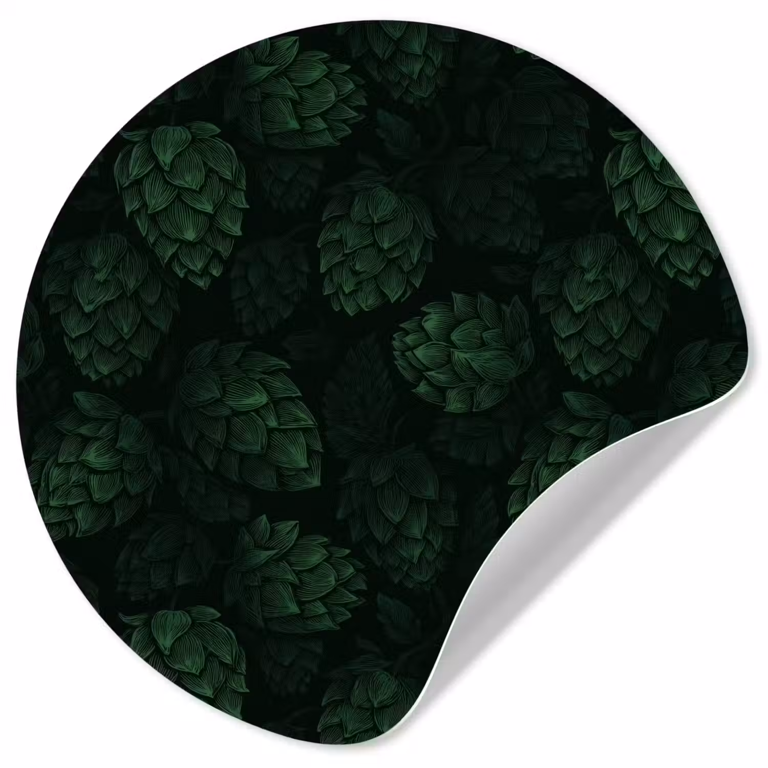 Donker - Groen - Hopbellen - Botanisch - Illustratie Wandcirkel behangsticker klein 186 -3d