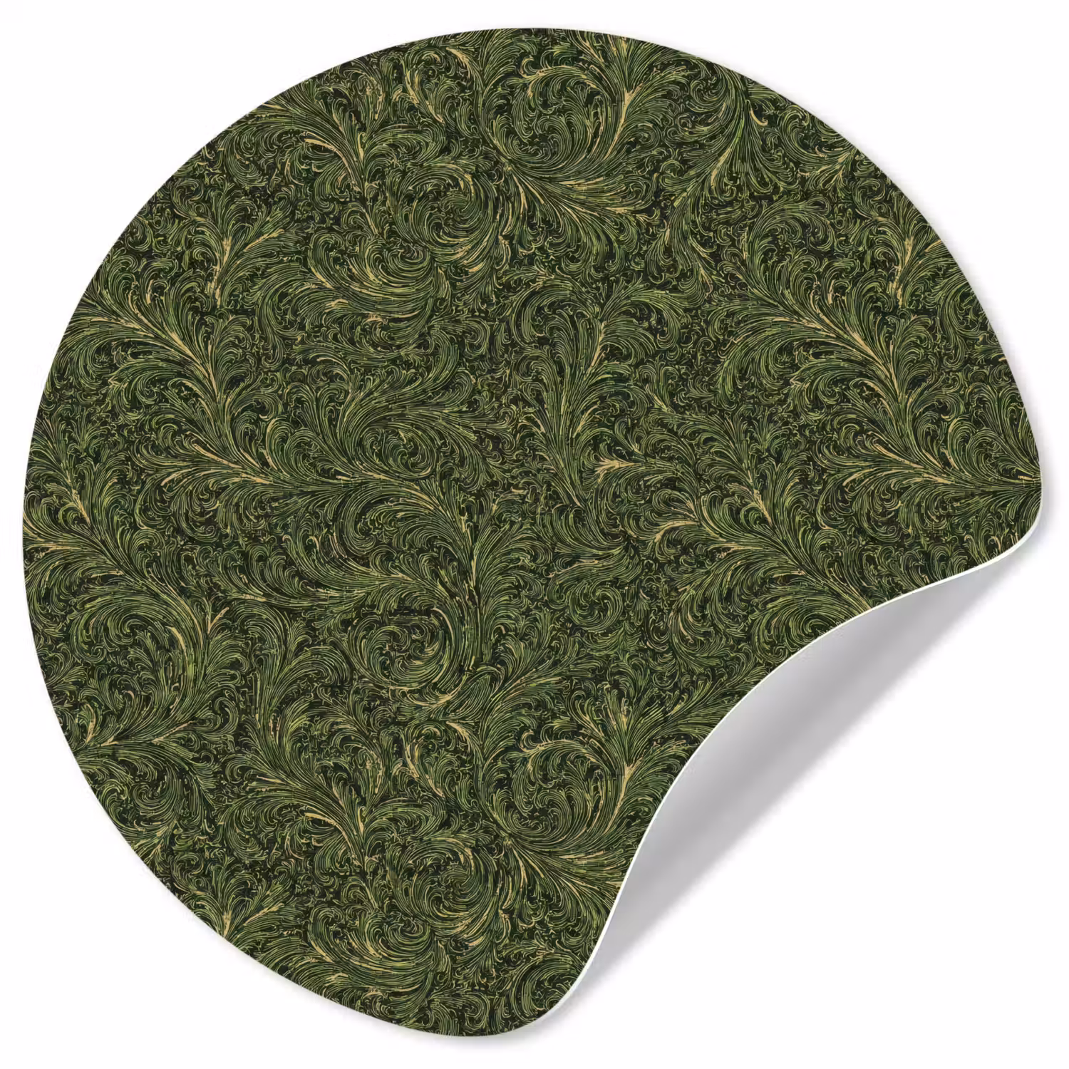 Donker - Groen - Krullend - Botanisch Wandcirkel behangsticker klein 186 -3d