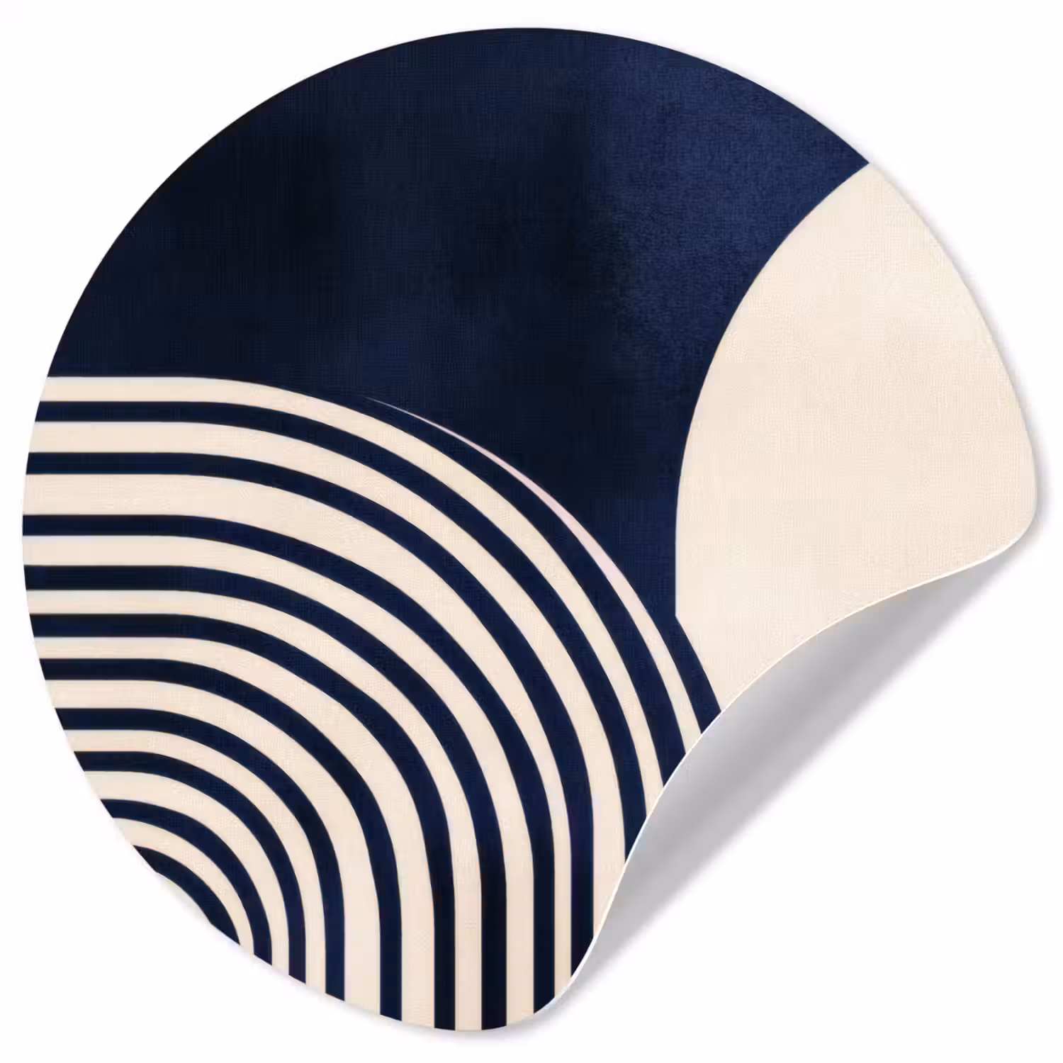 Donkerblauw - Abstract - Lijnen Wandcirkel behangsticker klein -3d