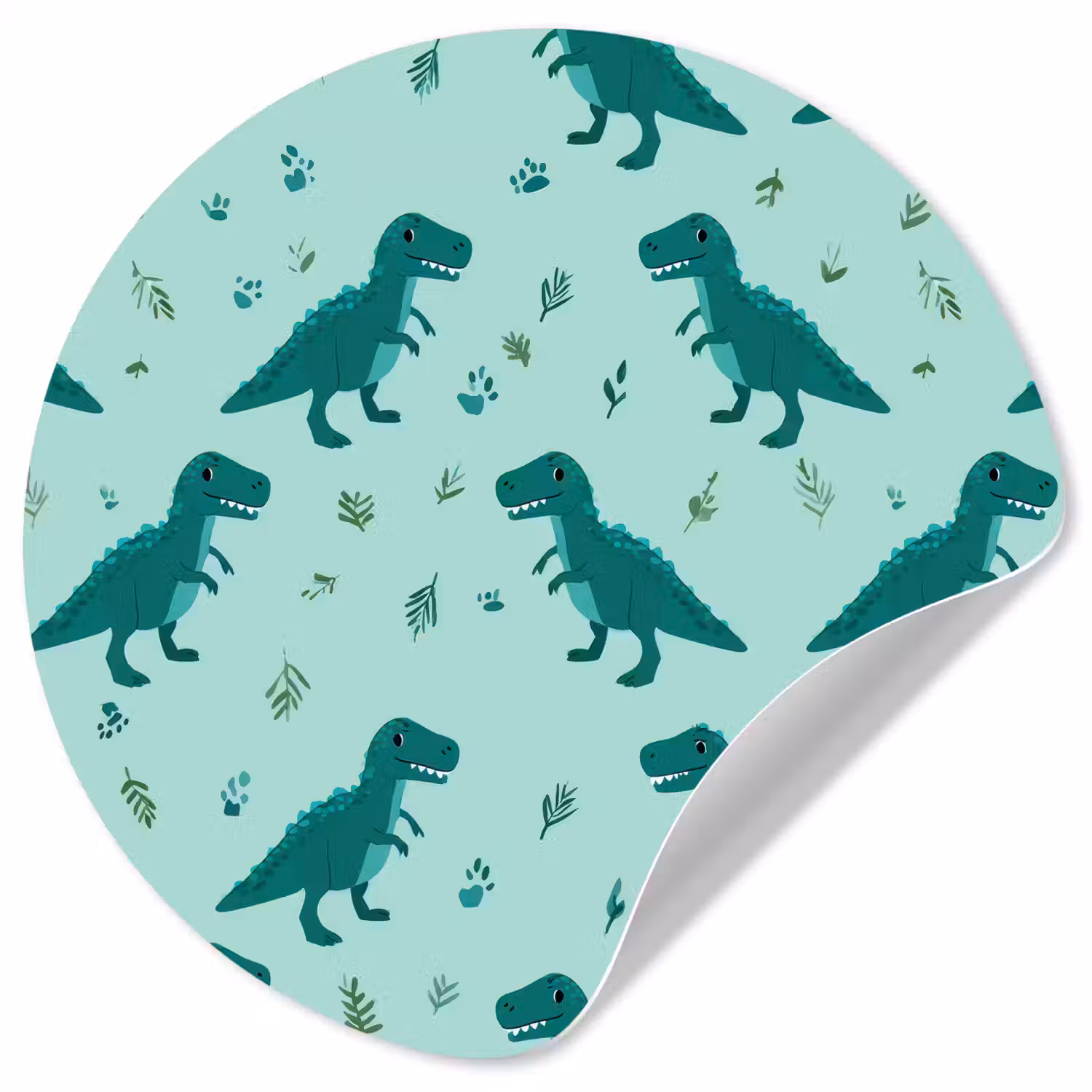Donkergroen - Dinosaurussen - Afdrukken - Bladeren Wandcirkel behangsticker klein -3d
