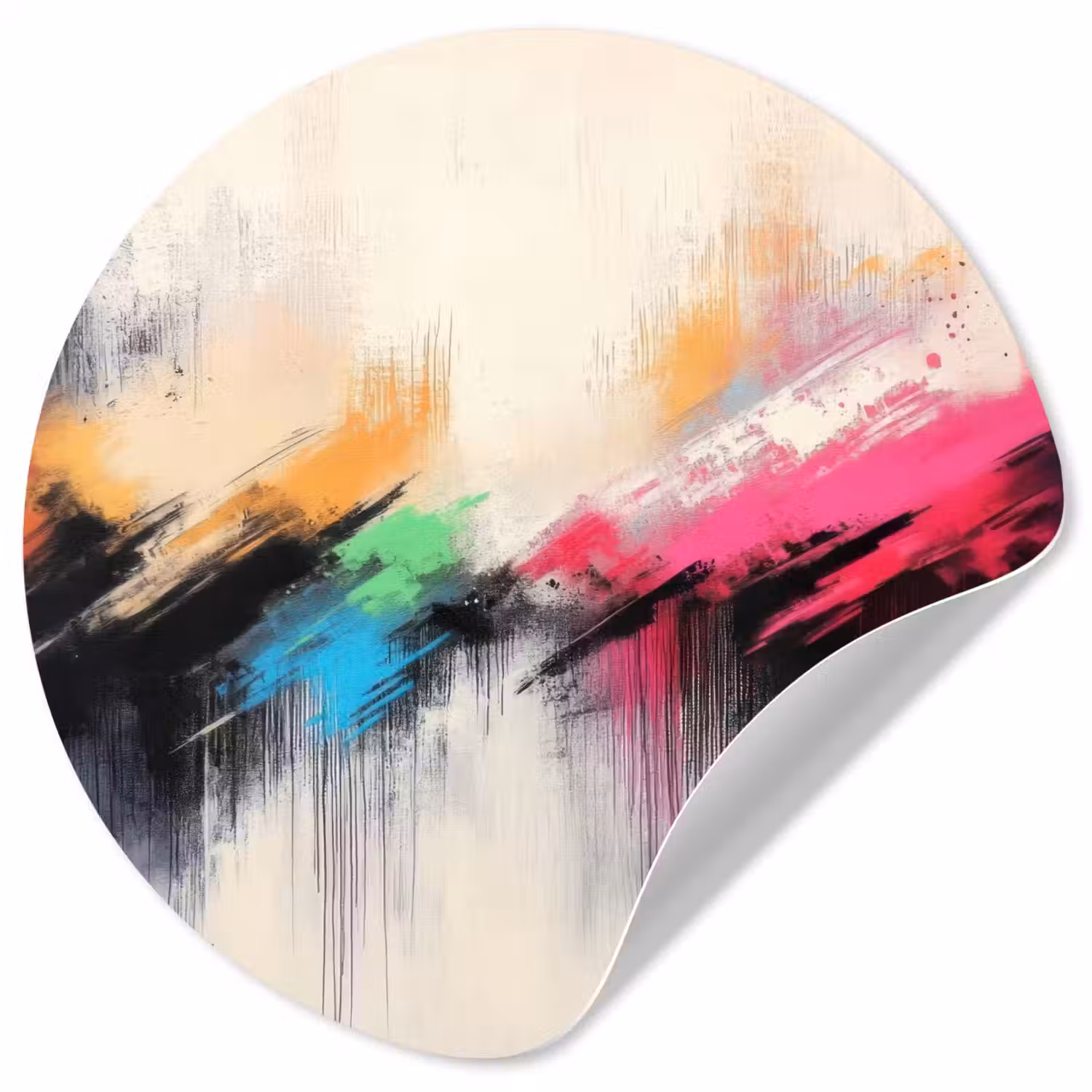 Dynamisch - Abstract - Kleurrijk - Zwart Wandcirkel behangsticker klein -3d