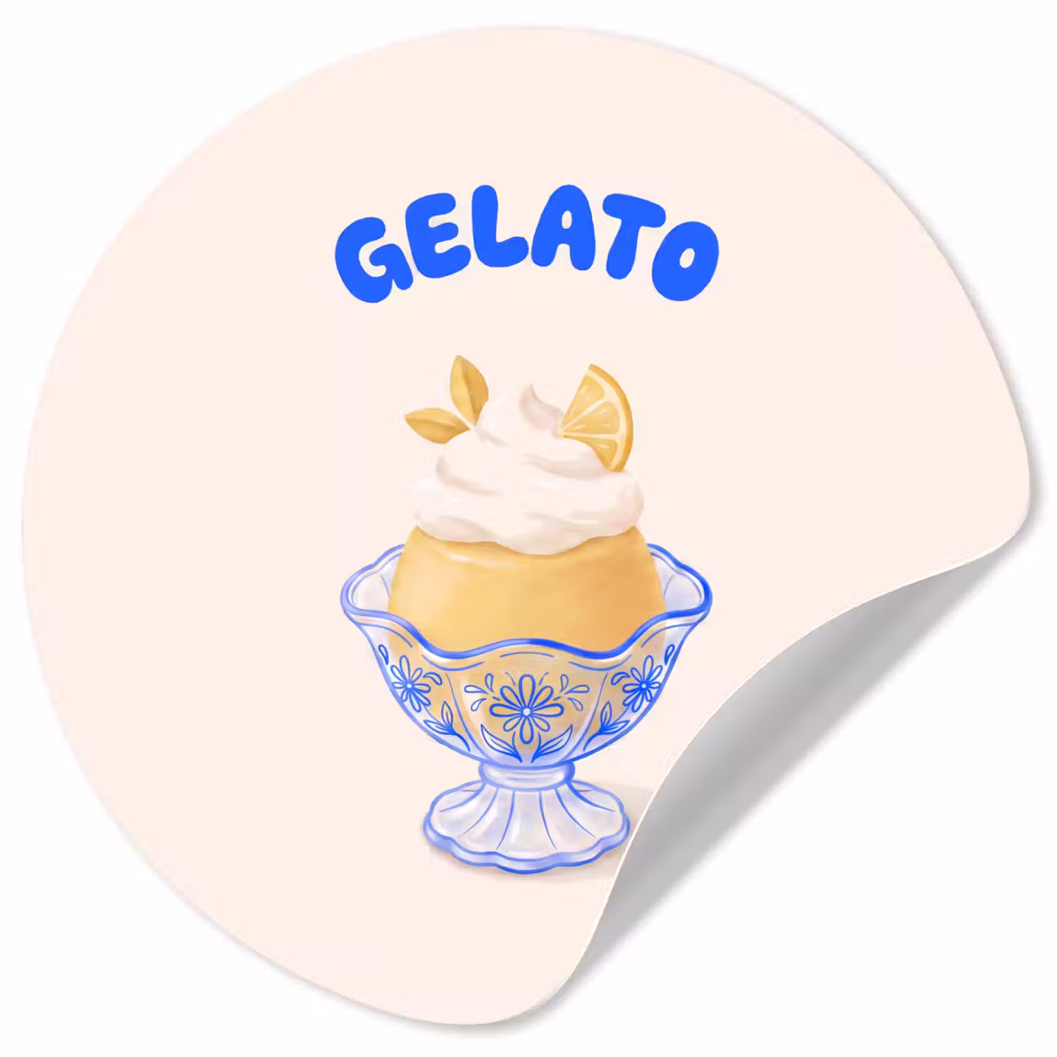 IJs - Citroen - Illustratie - Geel - Dessert Wandcirkel behangsticker klein -3d