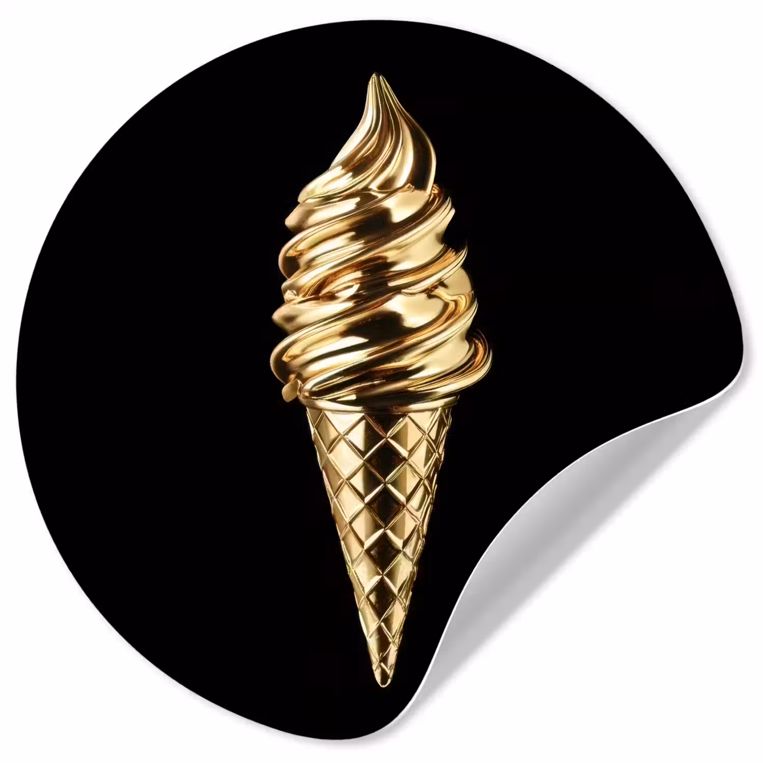 Ijs - Goud - Zwart - Eten Wandcirkel behangsticker klein -3d