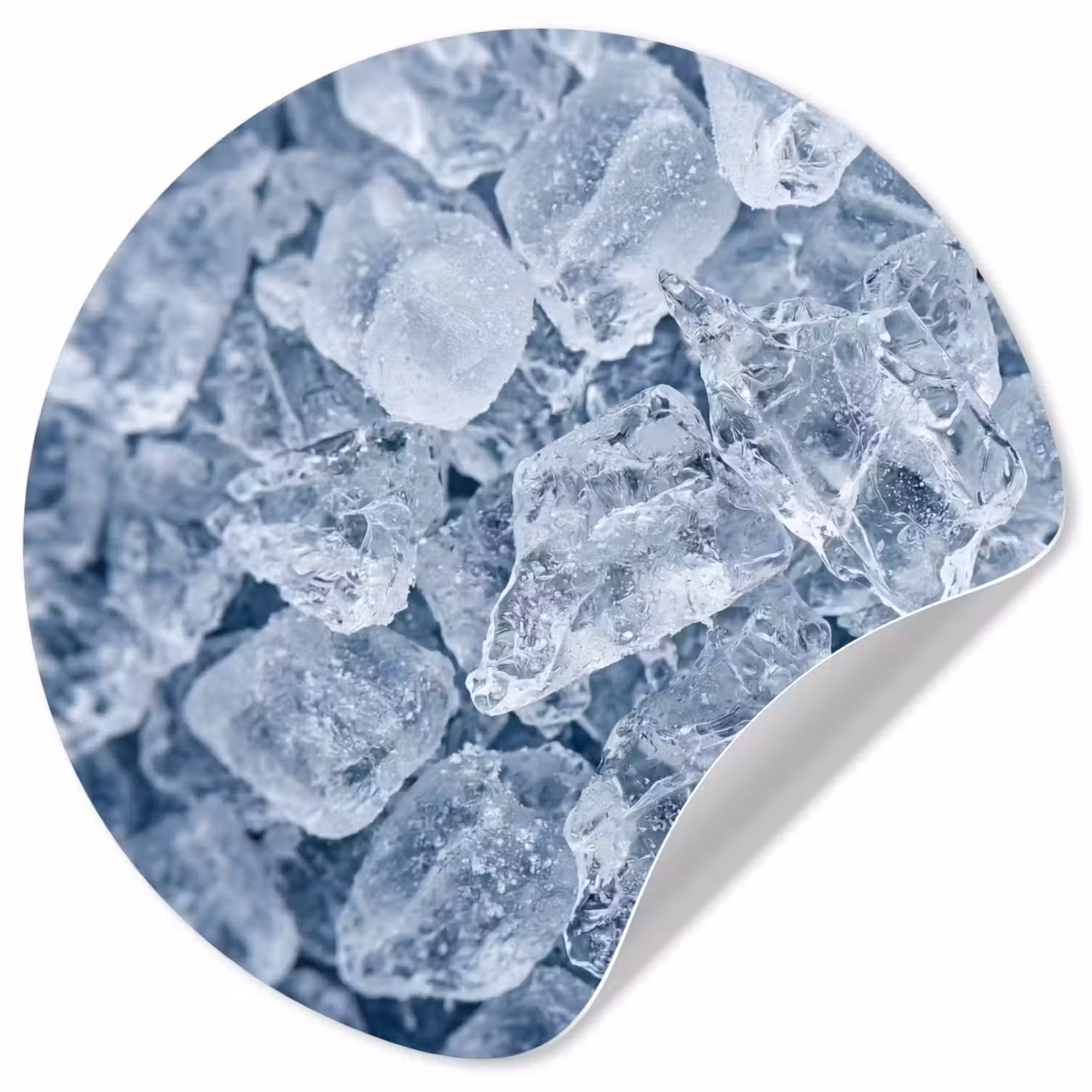 Ijsblokjes - Water - Blauw Wandcirkel behangsticker klein -3d
