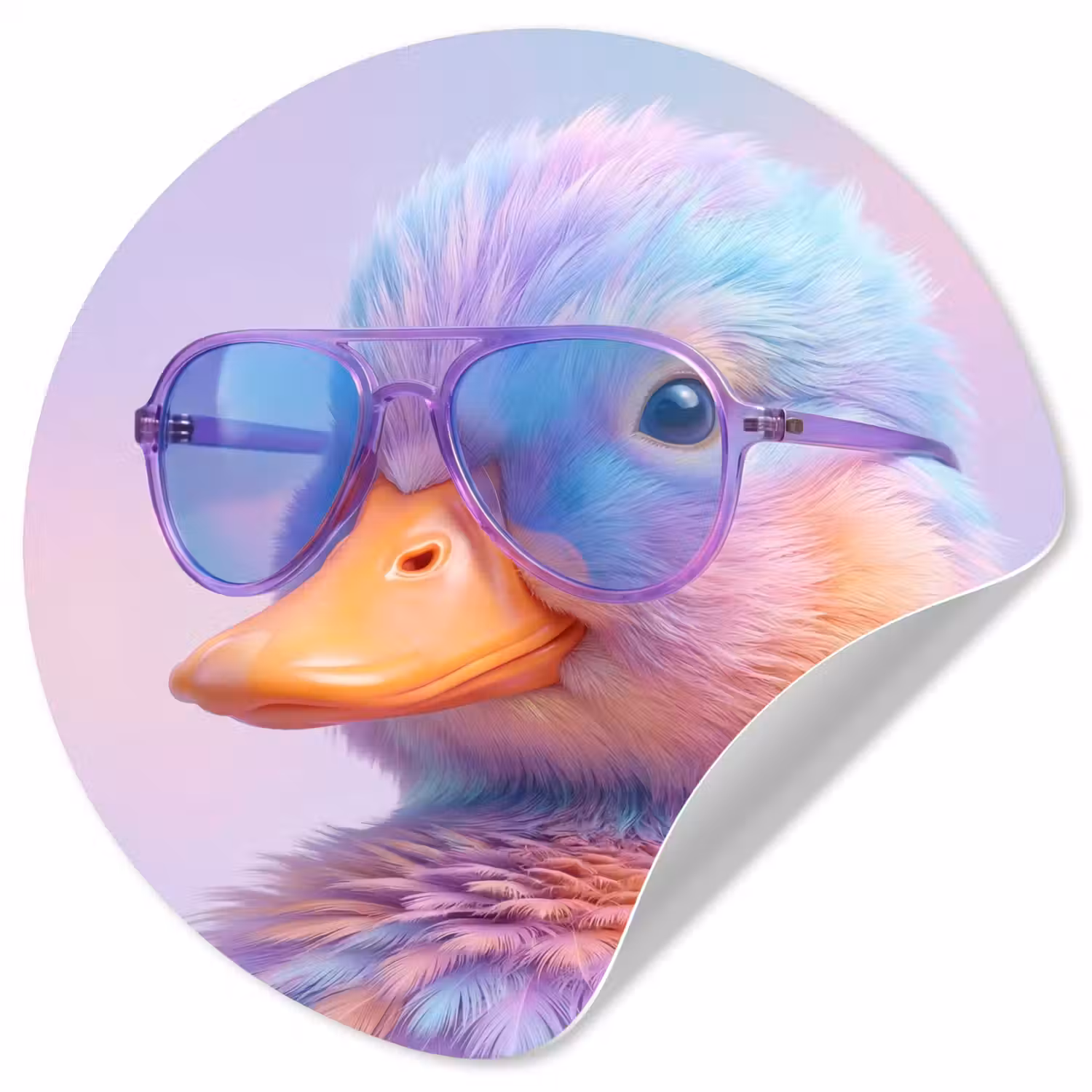 Eend - bril - Pastel Wandcirkel behangsticker klein -3d