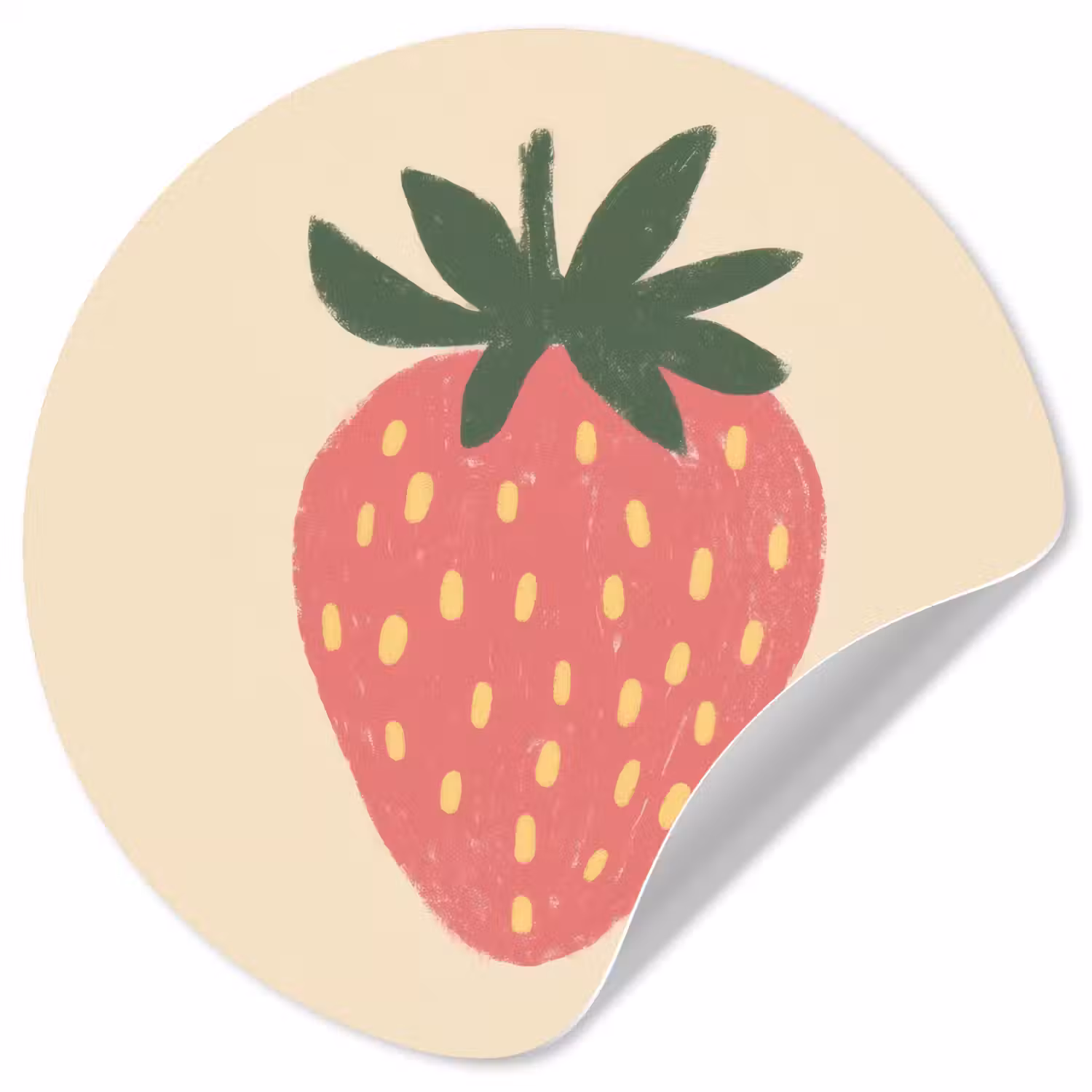 Aardbei - Minimalistisch - Rood - Fruit Wandcirkel behangsticker klein -3d