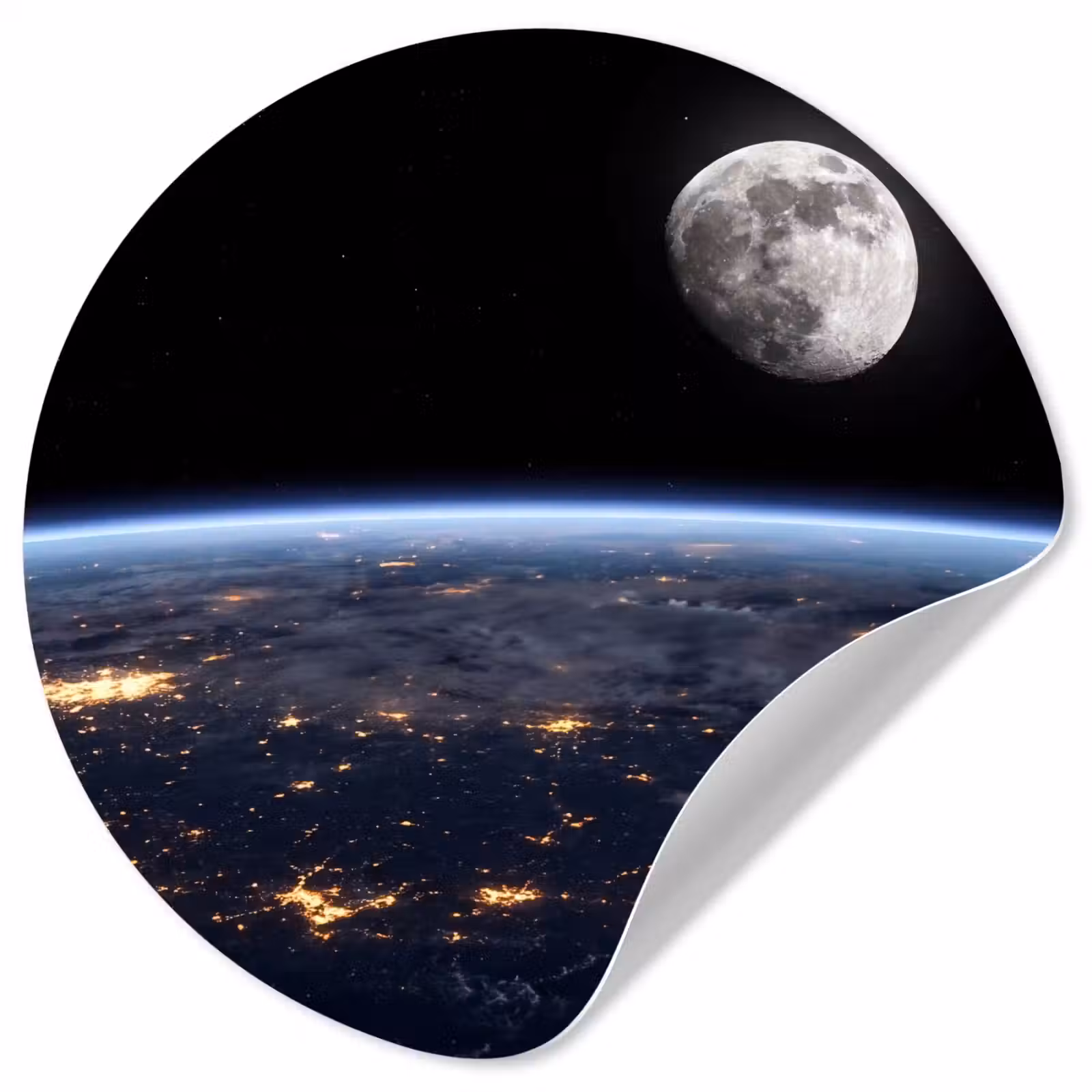Runde Tapete - Erde – Nacht – Weltraum - Aarde - Nacht - Ruimte Wandcirkel behangsticker klein