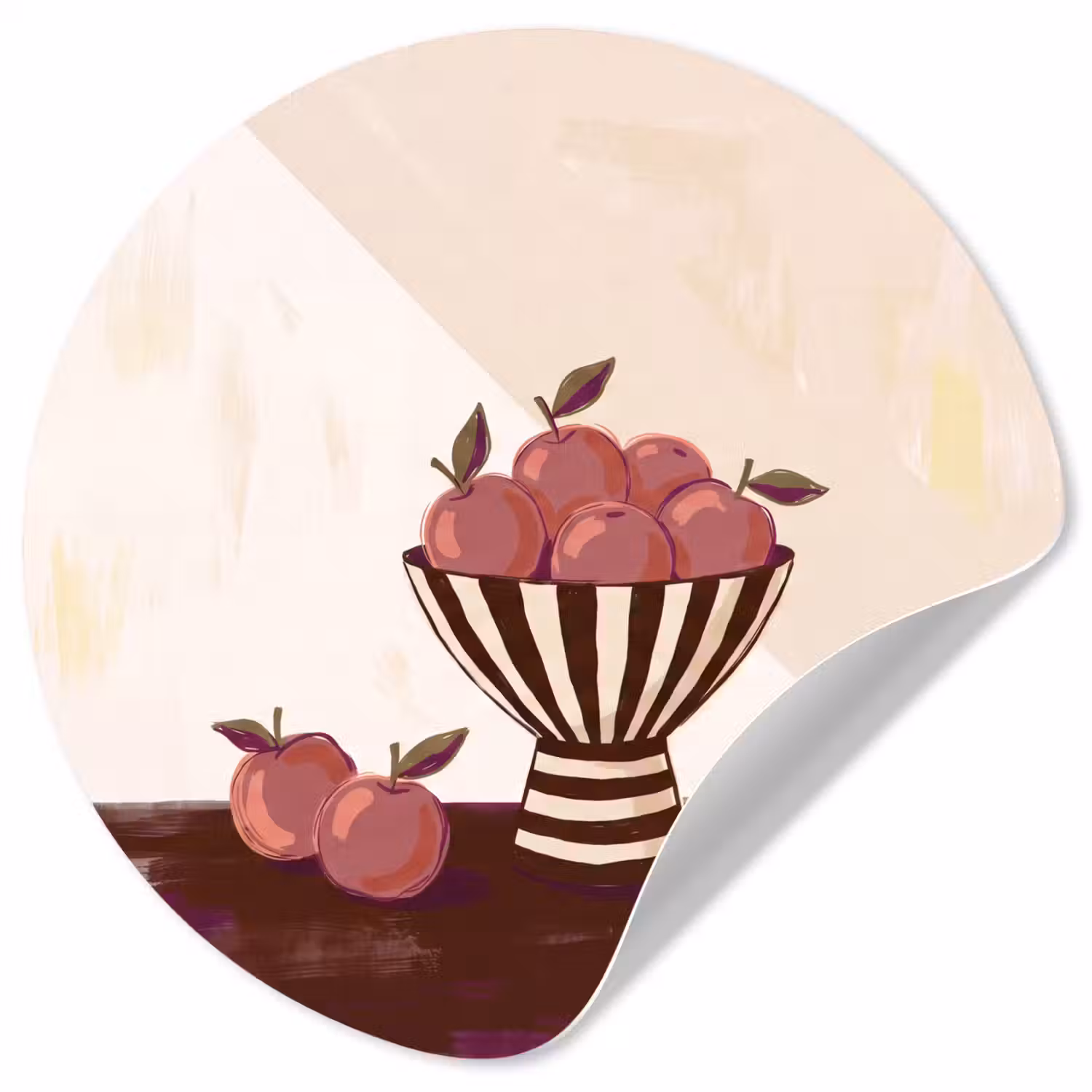 Eten - Schaal - Stilleven - Modern - Rood Wandcirkel behangsticker klein -3d