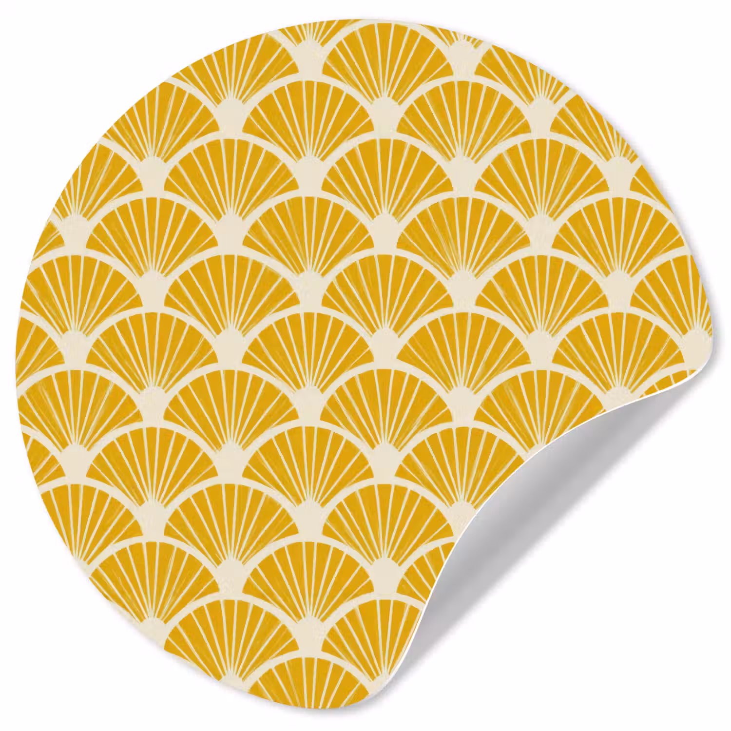 Waaiers - Art Deco - Retro - Okergeel Wandcirkel behangsticker klein 186 -3d
