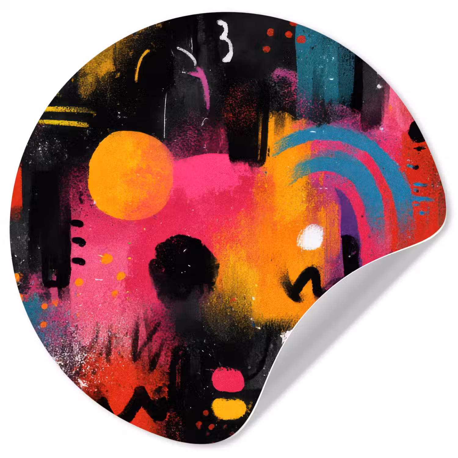 Kleurvlakken - Vormen - Kleurrijk - Abstract Wandcirkel behangsticker klein -3d