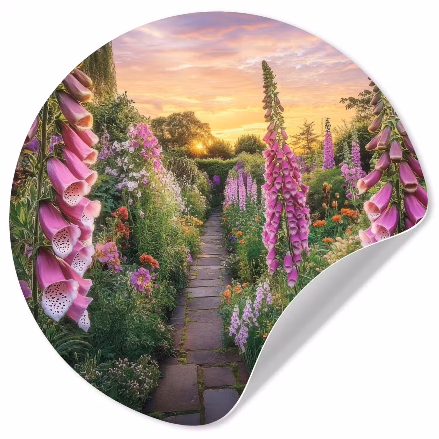 Vingerhoedskruid - Bloemen - Tuin Wandcirkel behangsticker klein -3d