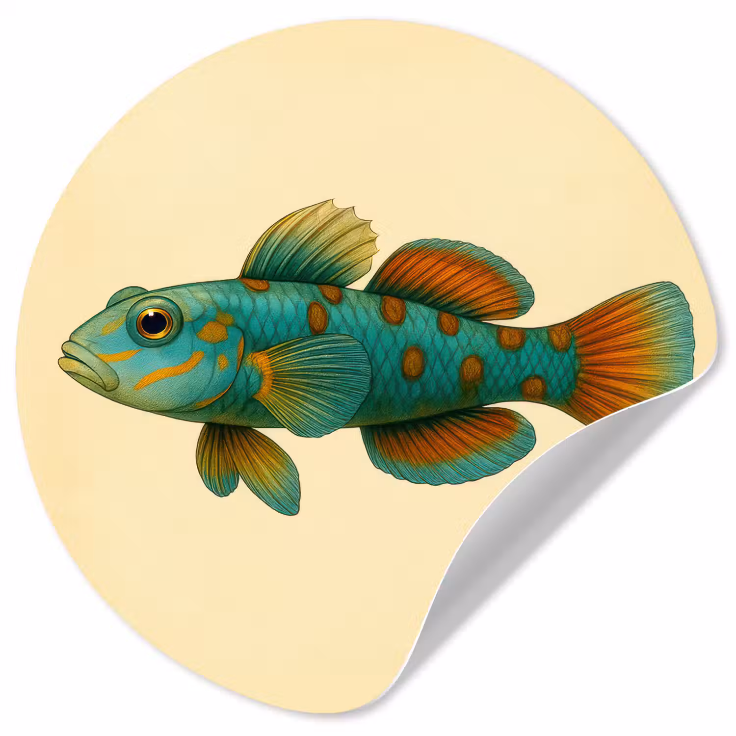 Vis - Blauw - Stippen - Schubben Wandcirkel behangsticker klein -3d