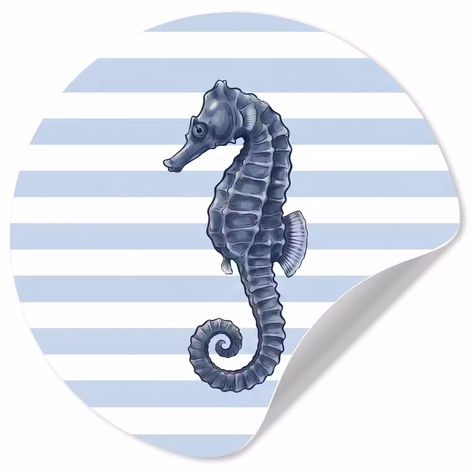Vis - Oceaan - Illustratie - Blauw - Strepen Wandcirkel behangsticker klein -3d