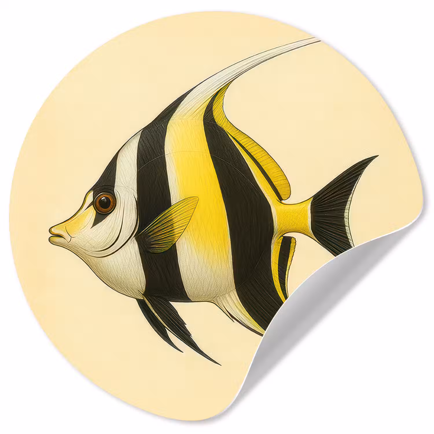 Vis - Sierlijk - Rugvin - Geel Wandcirkel behangsticker klein -3d