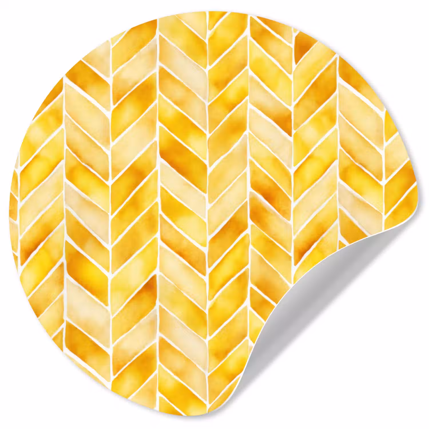 Visgraat - Aquarel - Patronen - Goudgeel Wandcirkel behangsticker klein 186 -3d