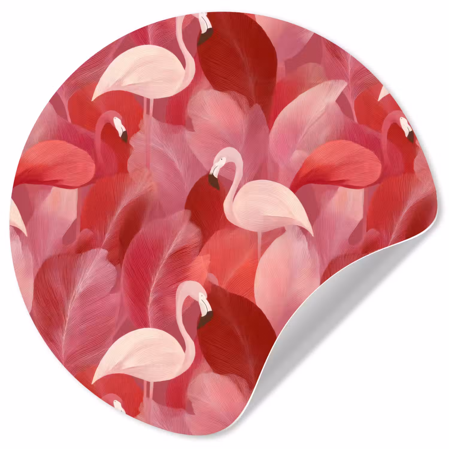 Flamingo - Botanisch - Elegant - Roze - Rood Wandcirkel behangsticker klein 186 -3d