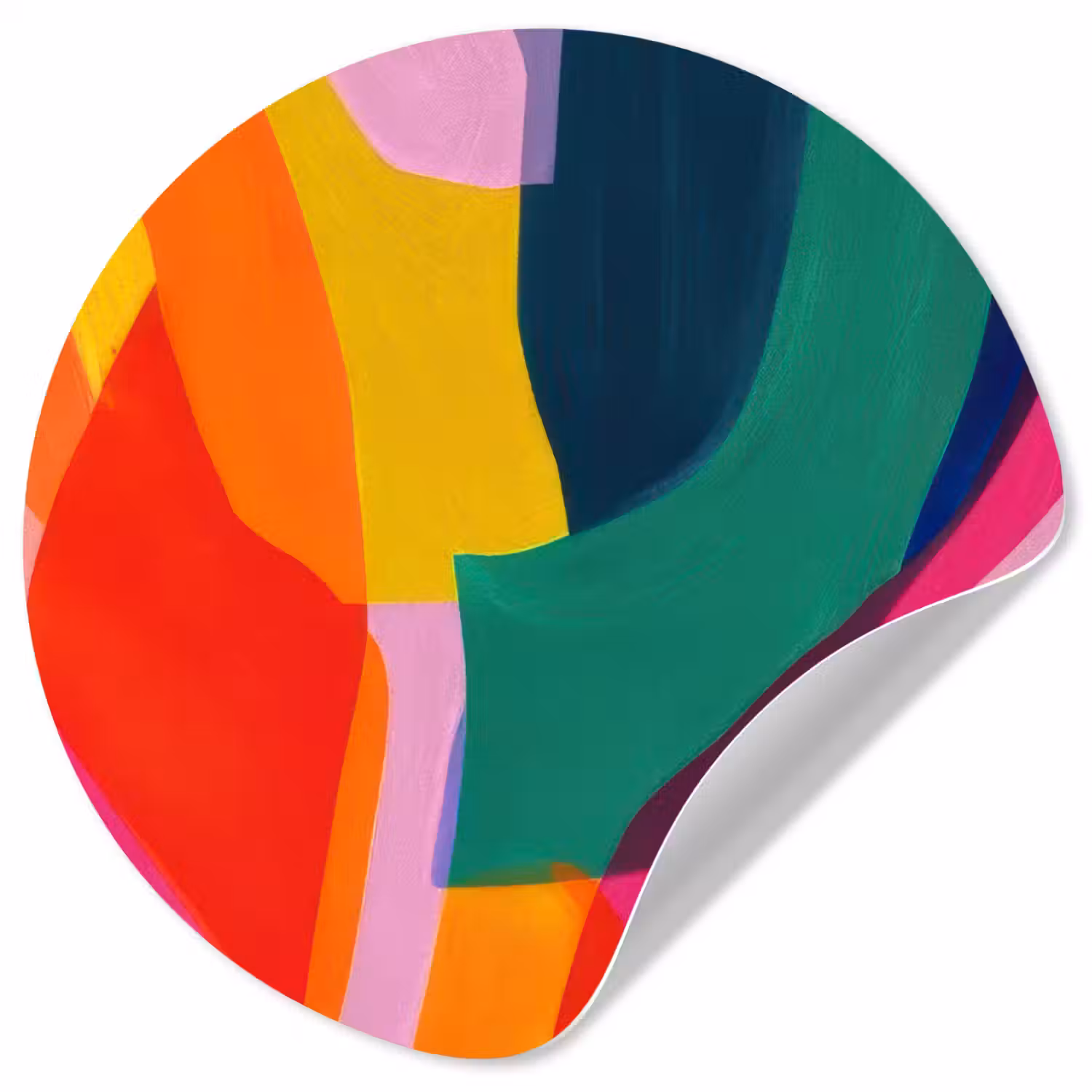 Vormen - Golvend - Abstract - Felroze Wandcirkel behangsticker klein -3d
