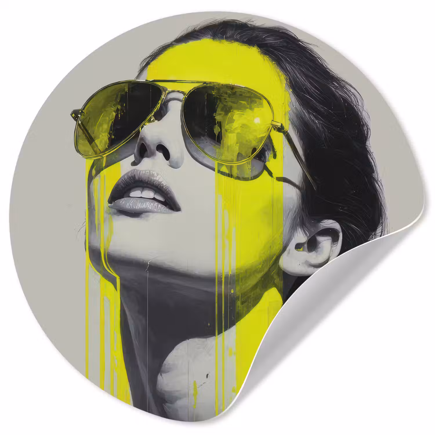 Vrouw - Bril - Verf Wandcirkel behangsticker klein -3d