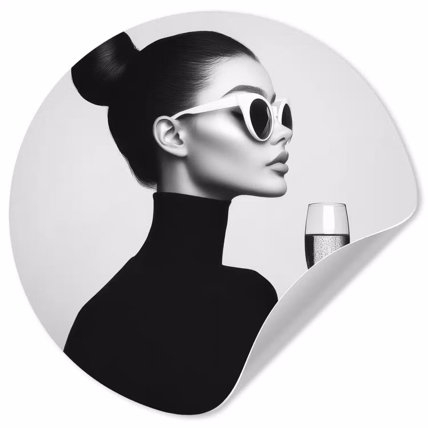 Vrouw - Champagne - Modern Wandcirkel behangsticker klein -3d