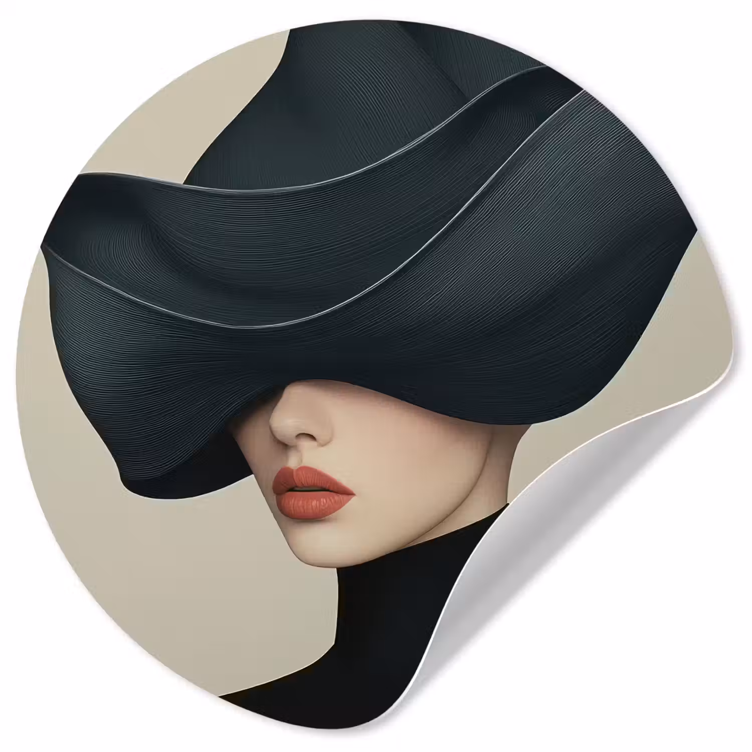 Vrouw - Groen - Hoed Wandcirkel behangsticker klein -3d
