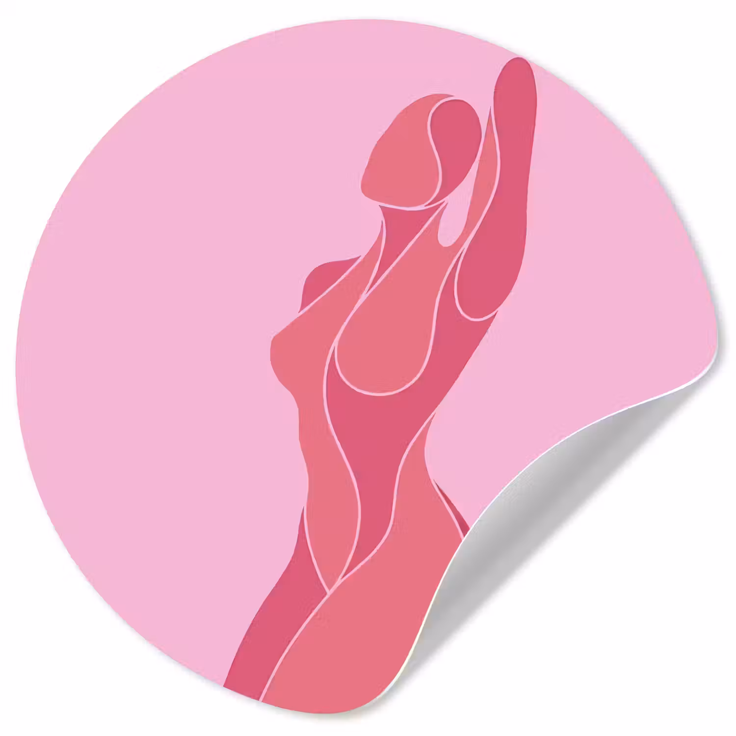 Vrouw - Lichaam - Abstract - Roze Wandcirkel behangsticker klein -3d
