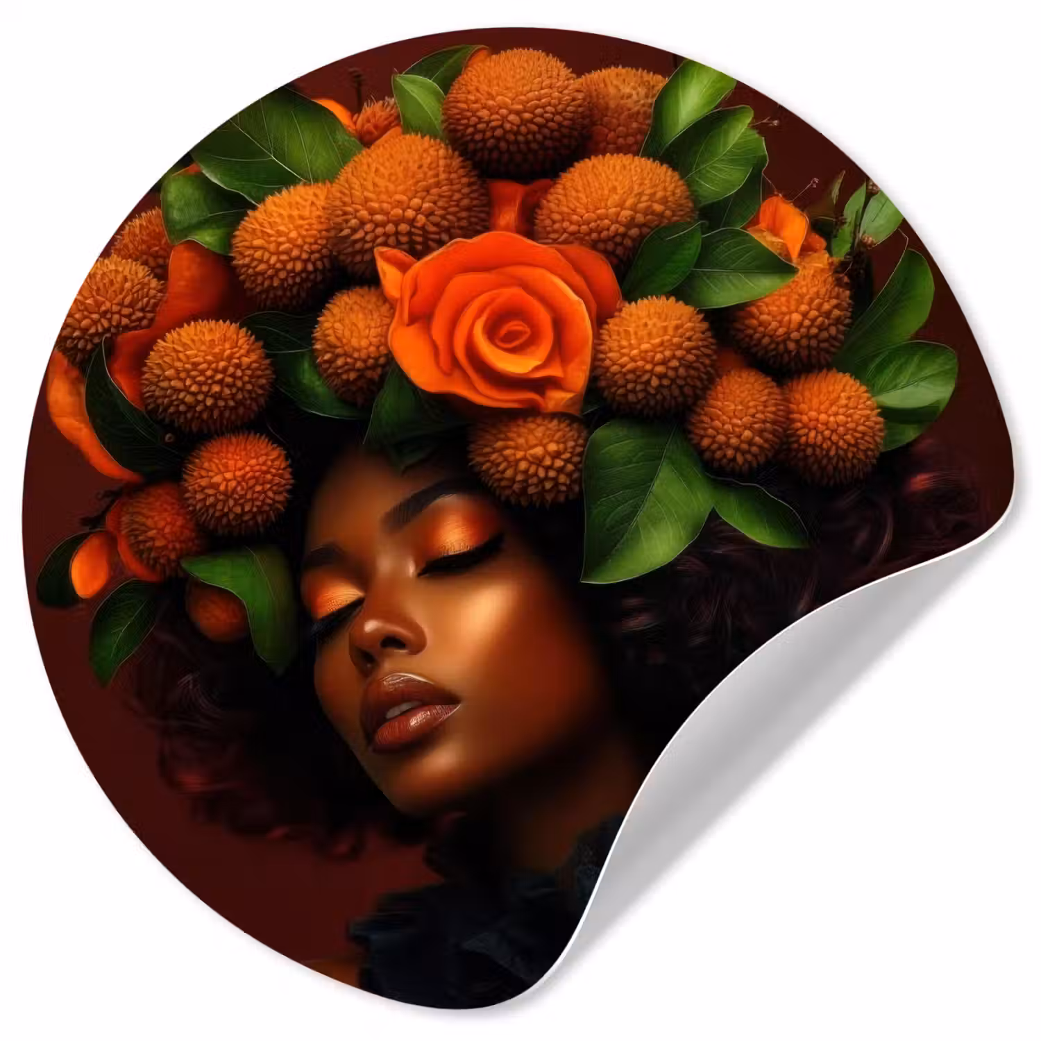 Vrouw - lychee - exotisch Wandcirkel behangsticker klein -3d