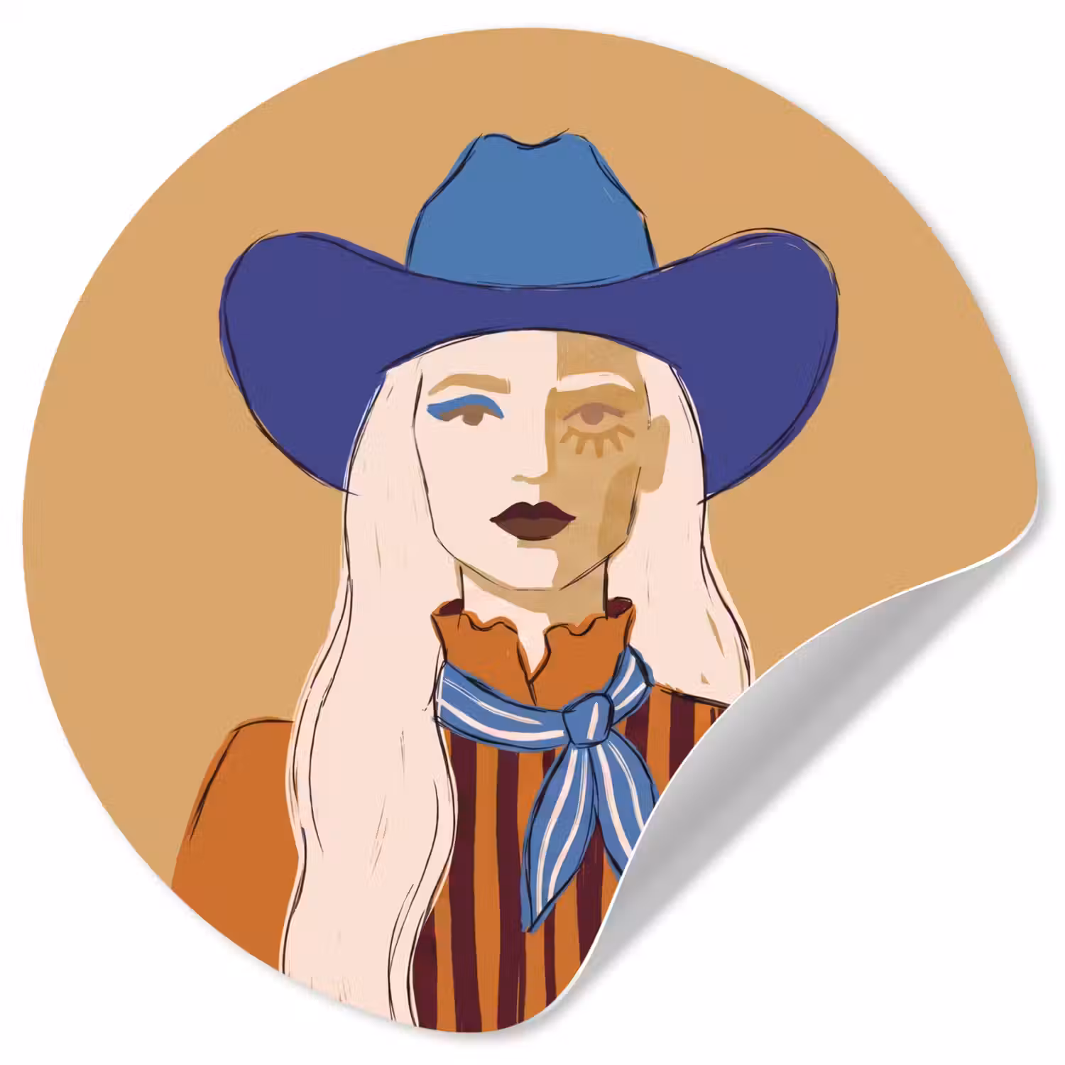 Vrouw - Portret - Abstract - Kleurrijk - Modern Wandcirkel behangsticker klein -3d