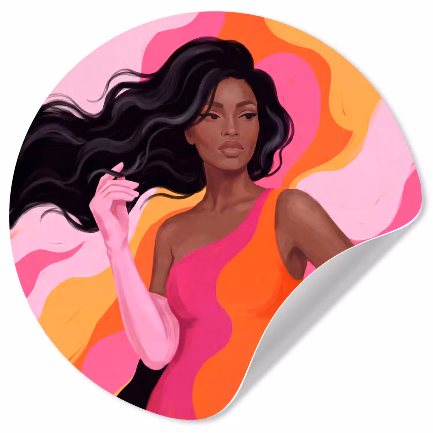 Vrouw - Portret - Kleurrijk - Modern - Kunst Wandcirkel behangsticker klein -3d