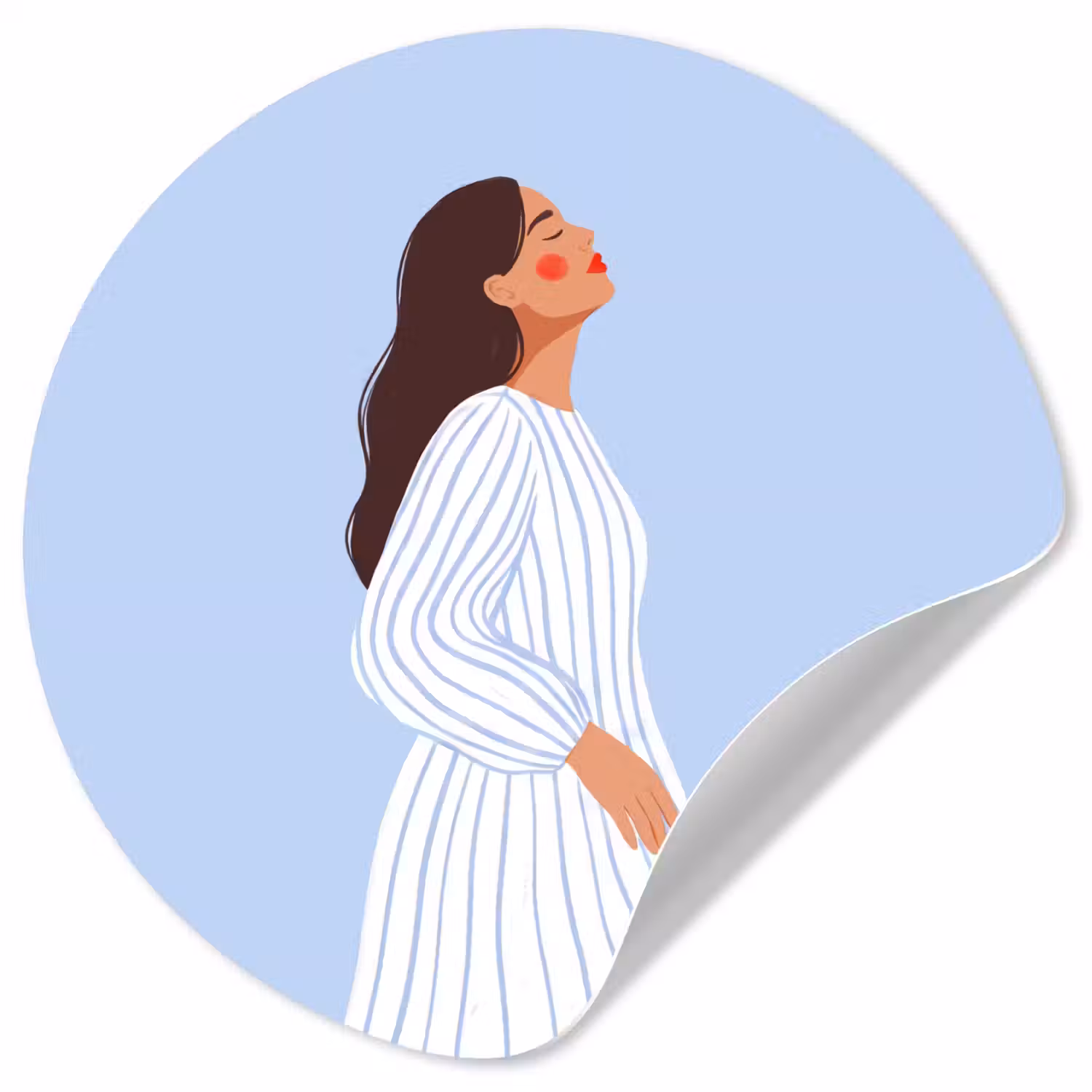 Vrouw - Profiel - Rust - Modern - Illustratie Wandcirkel behangsticker klein -3d