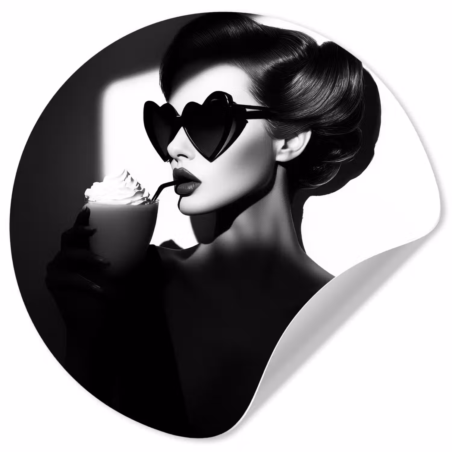 Vrouw - Zwart - Hart Wandcirkel behangsticker klein -3d