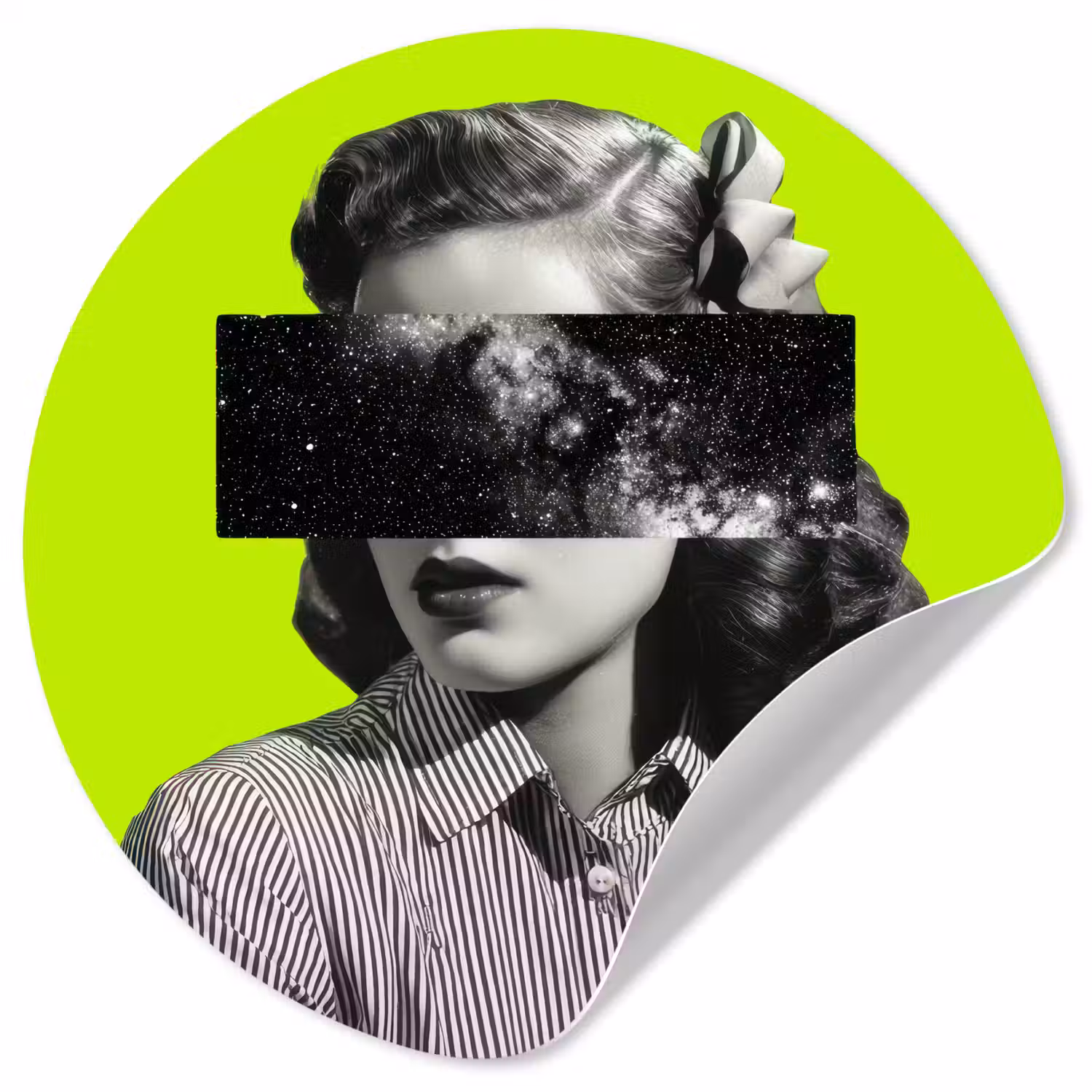 Vrouw - Sterrenhemel - Groen Wandcirkel behangsticker klein -3d
