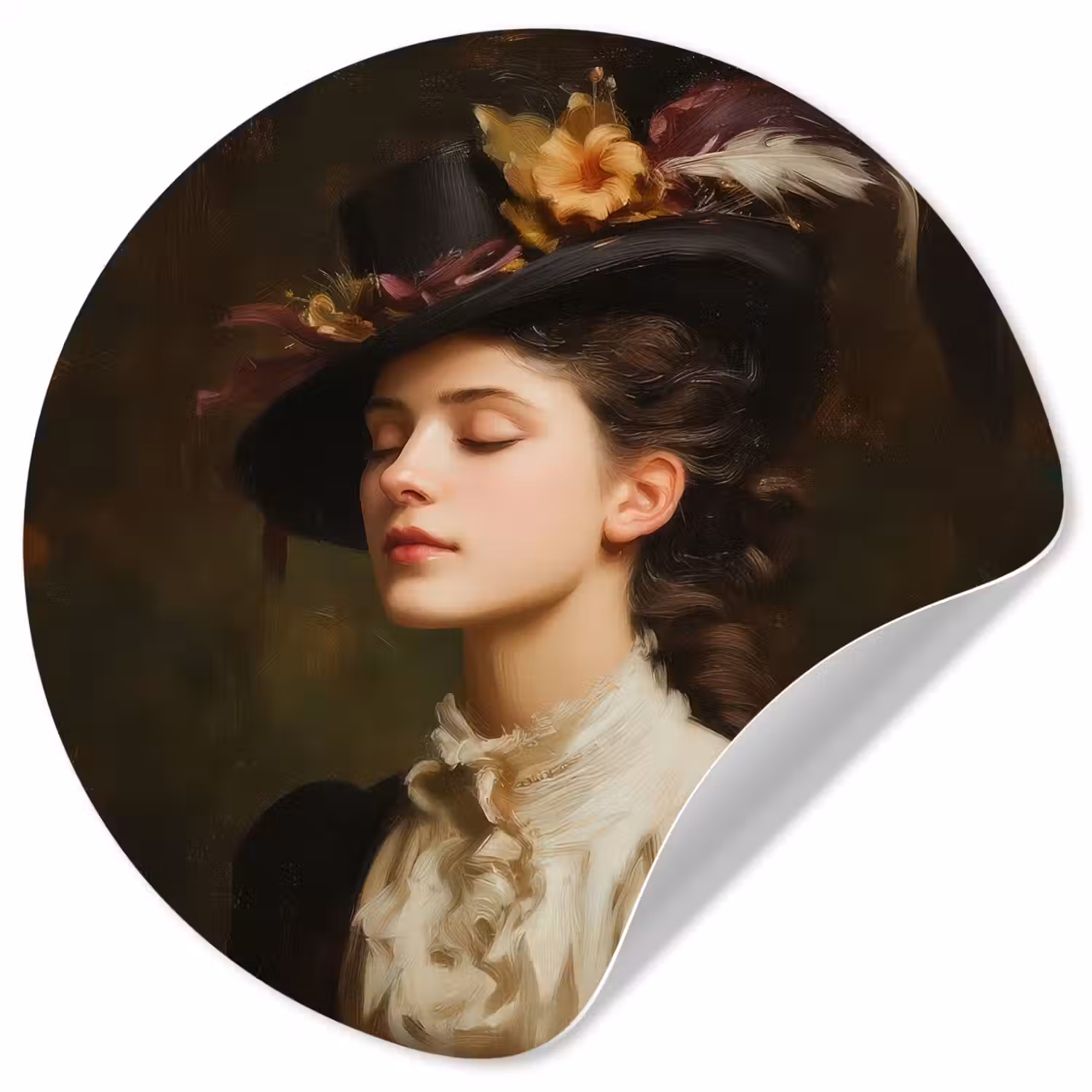 Vrouw - Victoriaans - Portret Wandcirkel behangsticker klein -3d