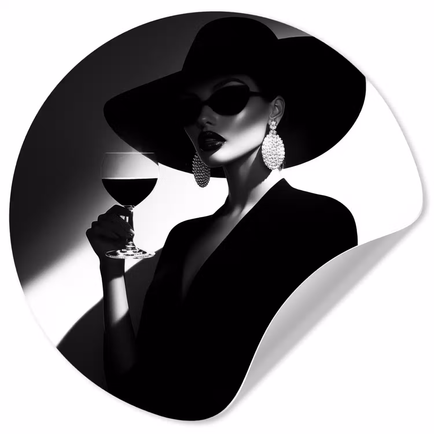 Vrouw - Wijn - Chic Wandcirkel behangsticker klein -3d