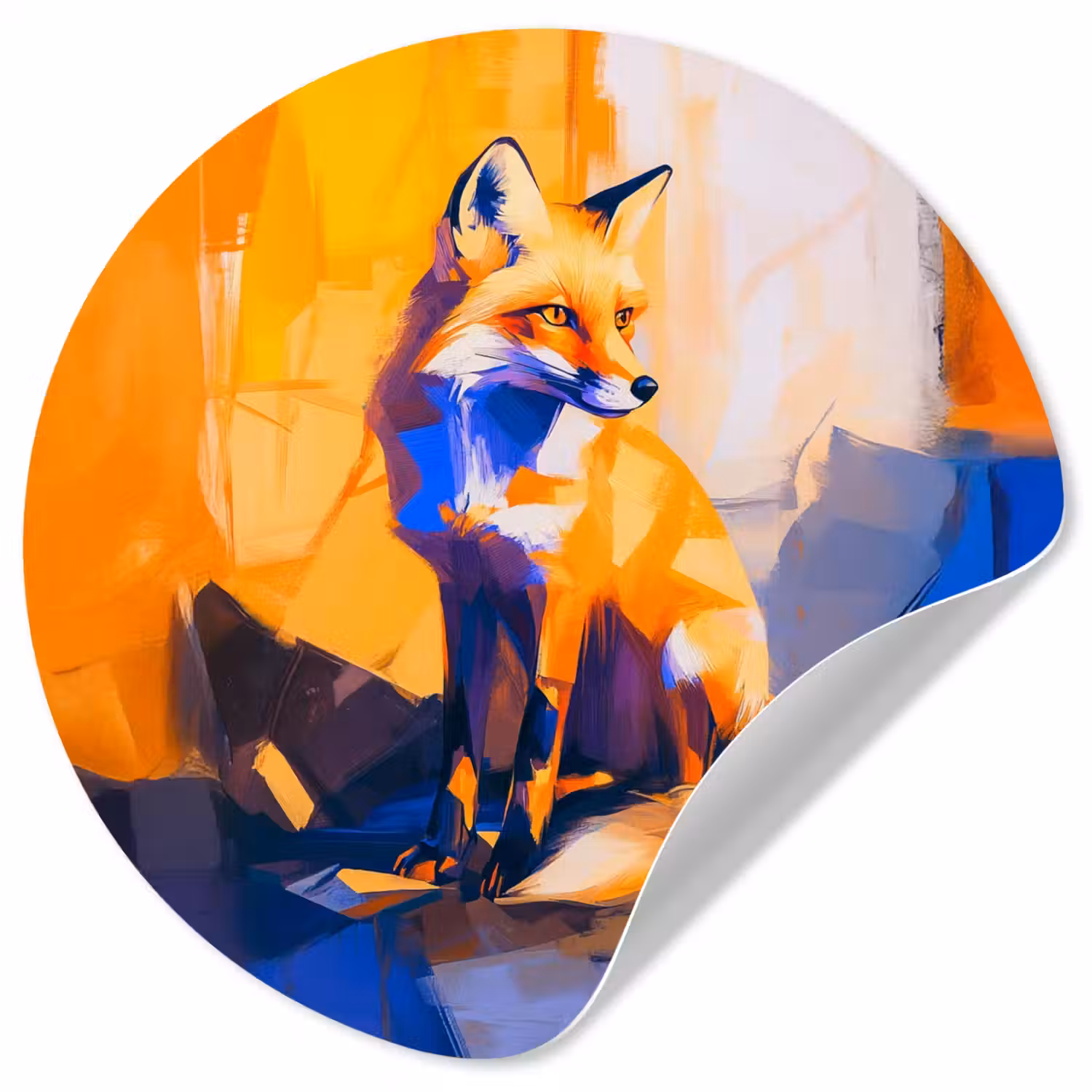 Vos - Oranje - Vormen - Abstract Wandcirkel behangsticker klein -3d