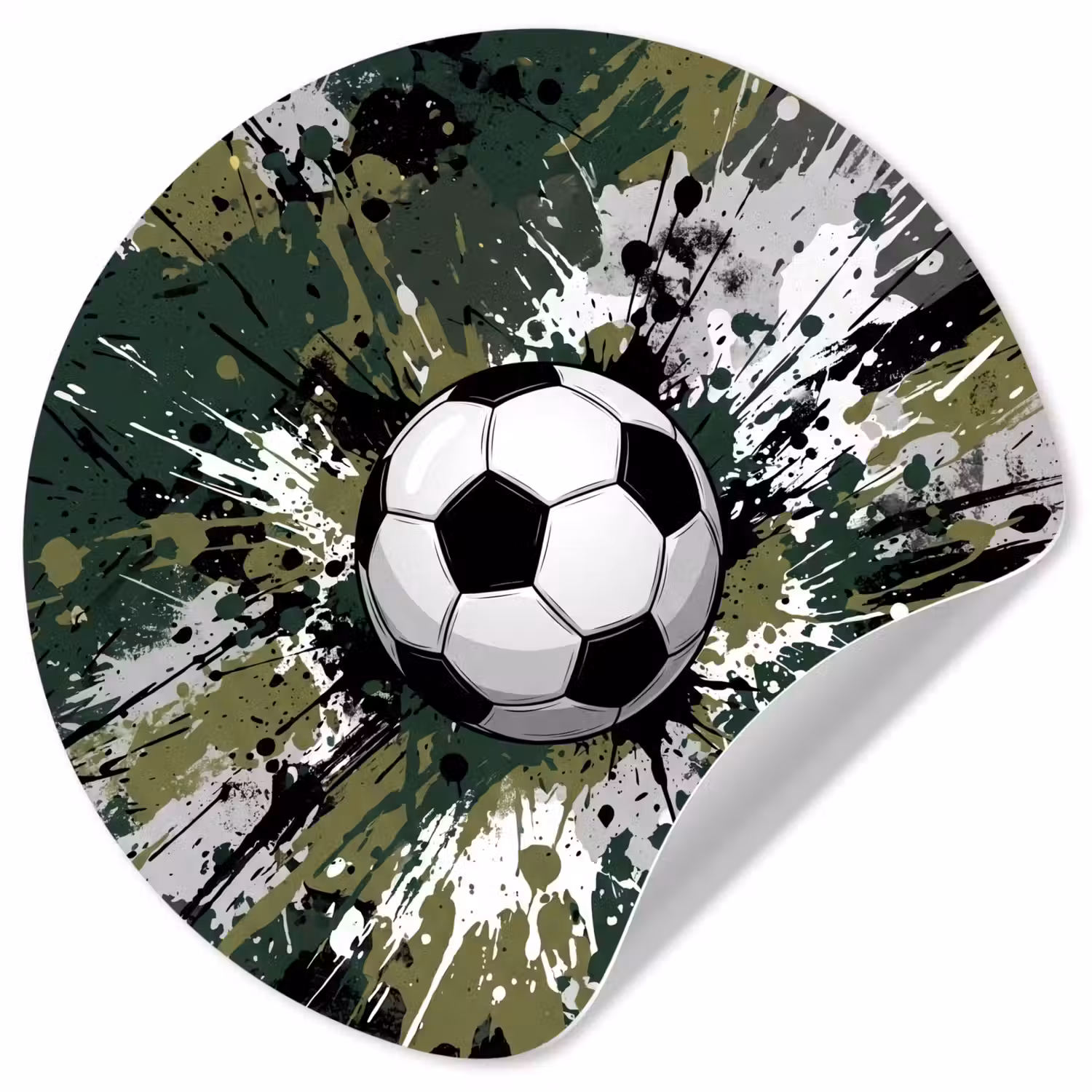 Voetbal - Verf - Spetters - Groen Wandcirkel behangsticker klein -3d