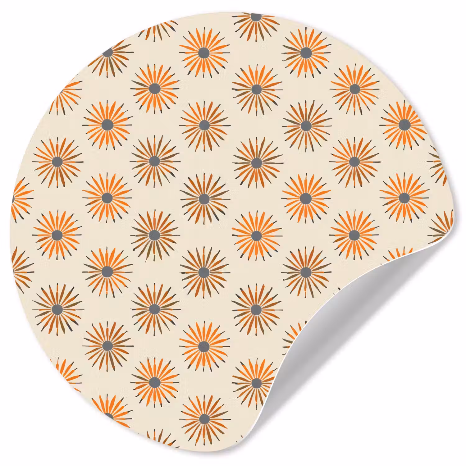 Madelief - Patroon - Oranje Wandcirkel behangsticker klein 186 -3d