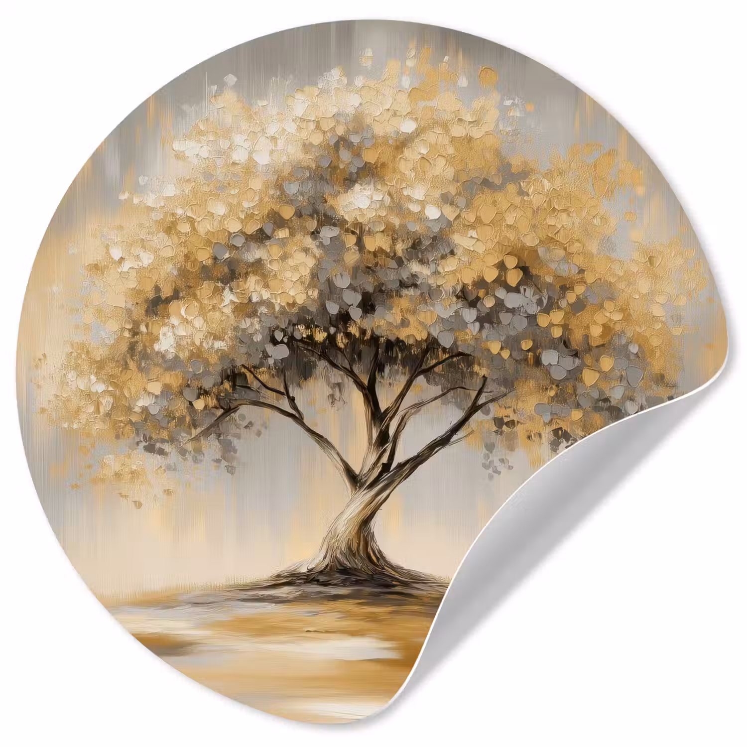 Schilderij - Boom - Abstract - Bladeren Wandcirkel behangsticker klein -3d